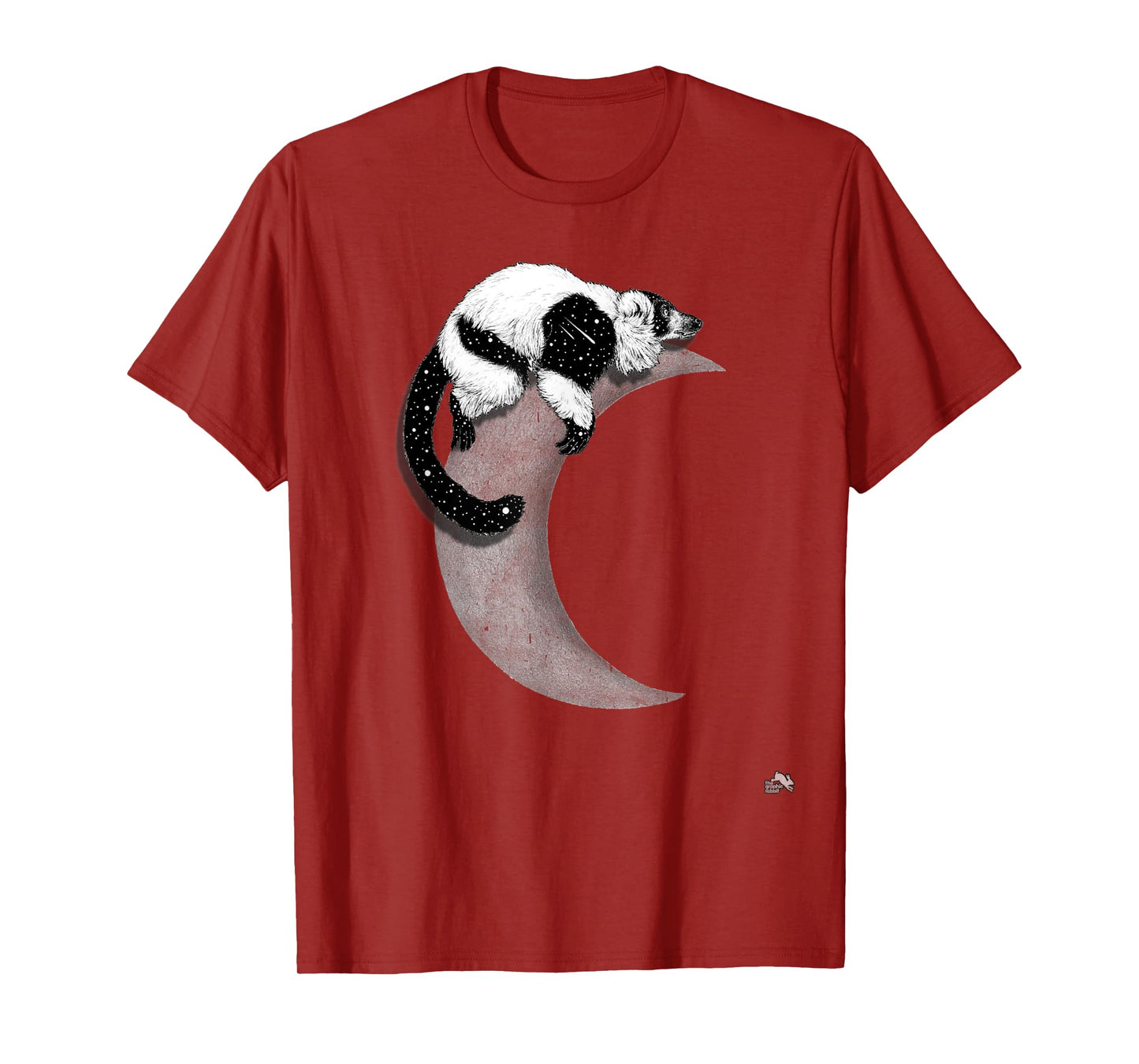 Black & White Ruffed Lemur - Indri - In Space On the Moon T-Shirt