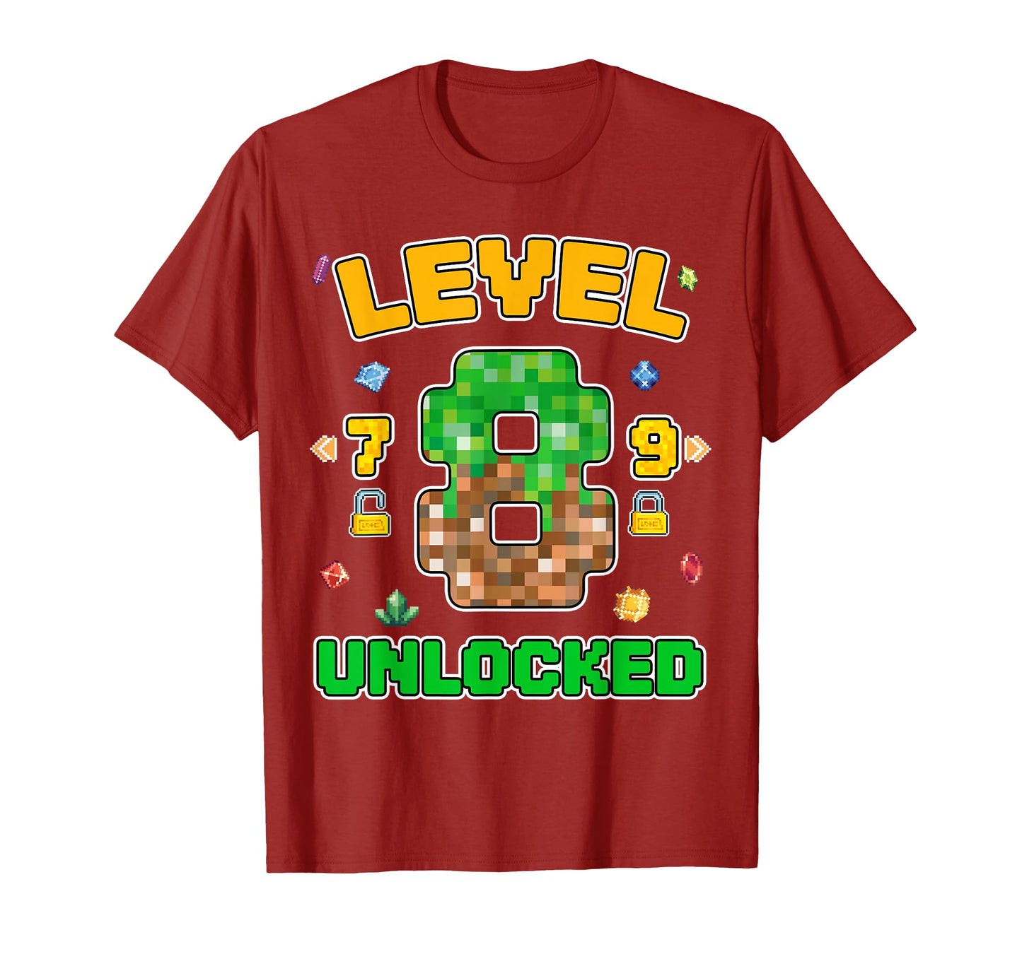 Funny 8 Year Old Birthday Boy Pixel Game 8th Bday Kids T-Shirt