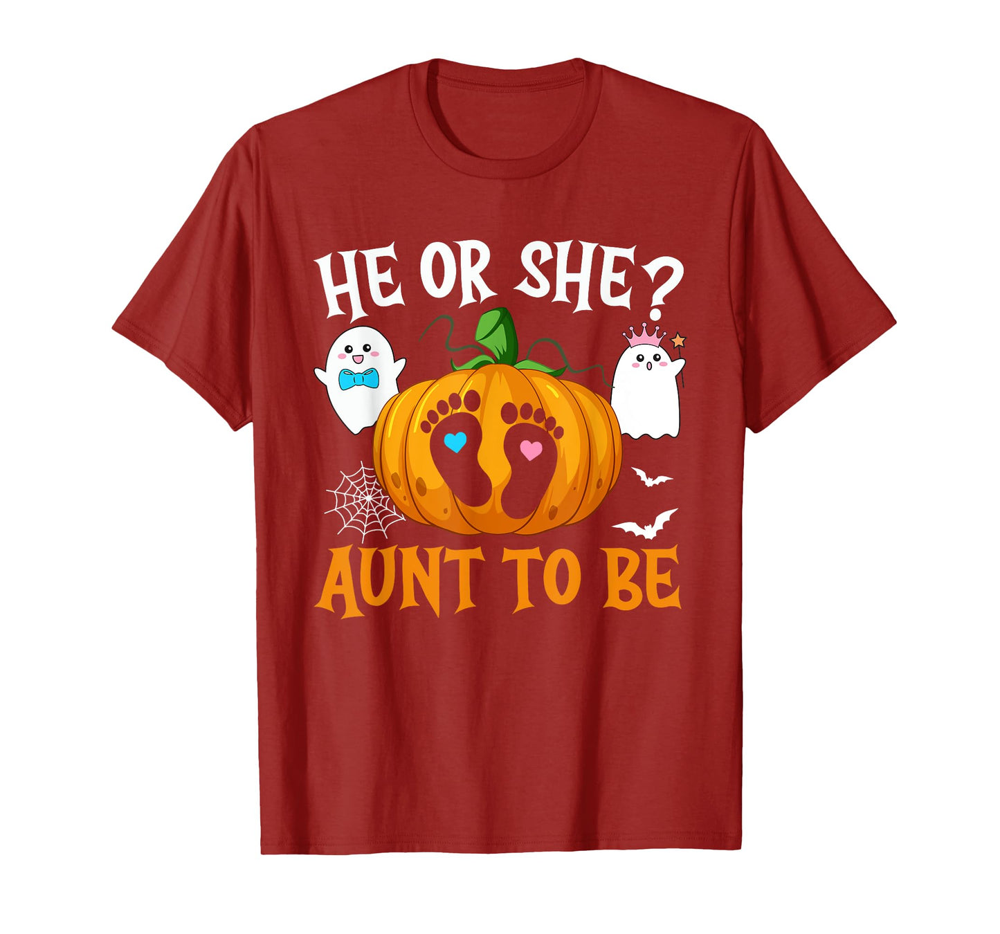 Halloween Gender Reveal He or She Aunt To Be Pumpkin T-Shirt