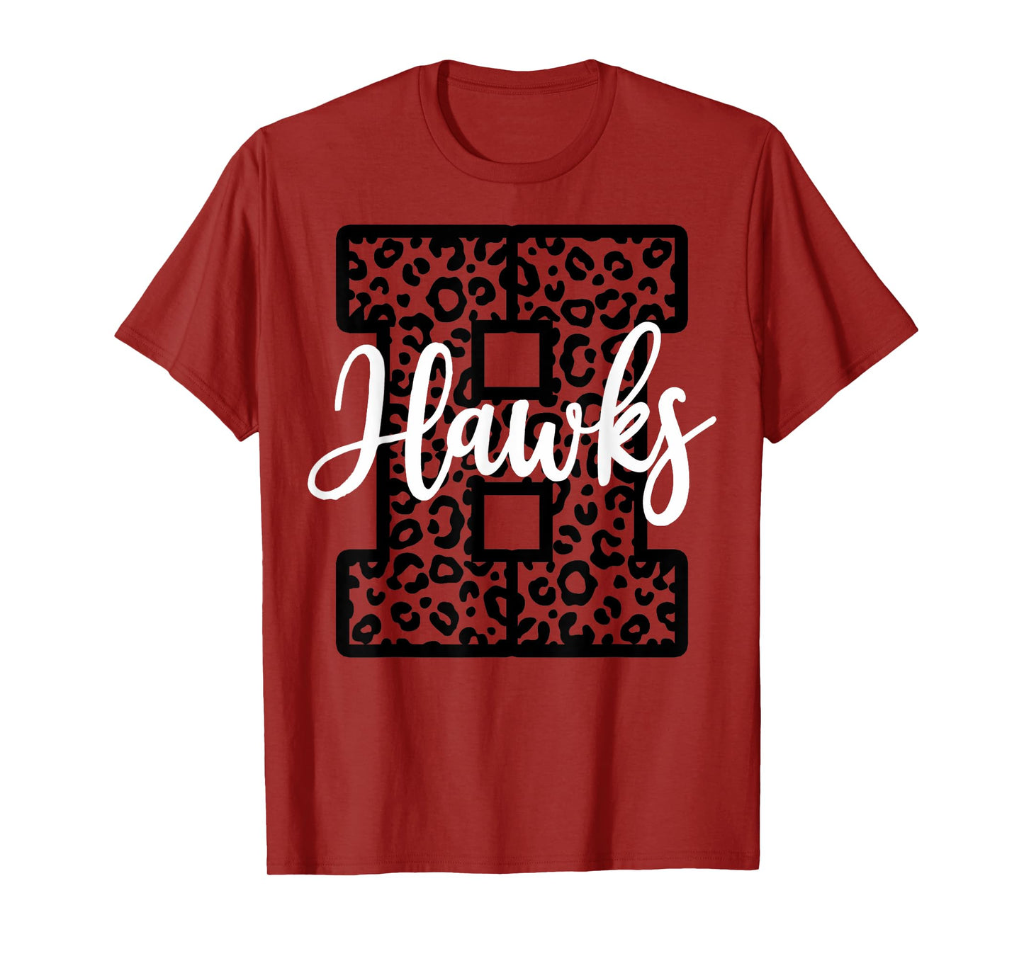 Hawks School Spirit Sport Leopard Cheer Fan Game Day T-Shirt