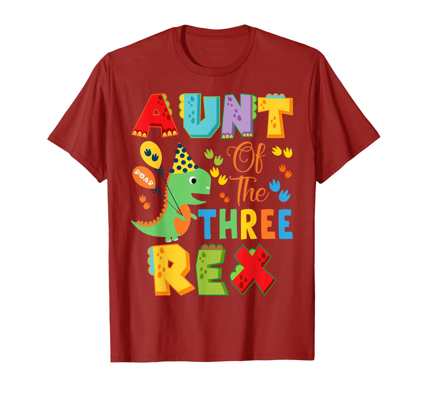 Aunt of The Three Rex 3Rd Birthday Boy Dinosaur T-Rex T-Shirt