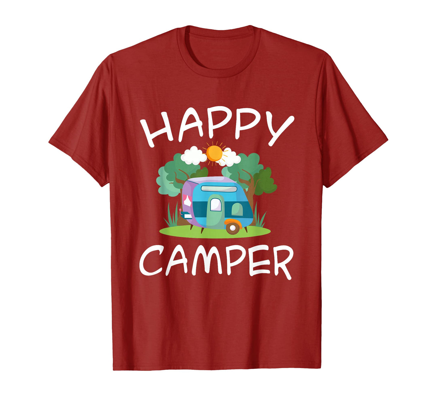 Kids Camping Shirt Trailer Camper Tee Happy Camping T-Shirt