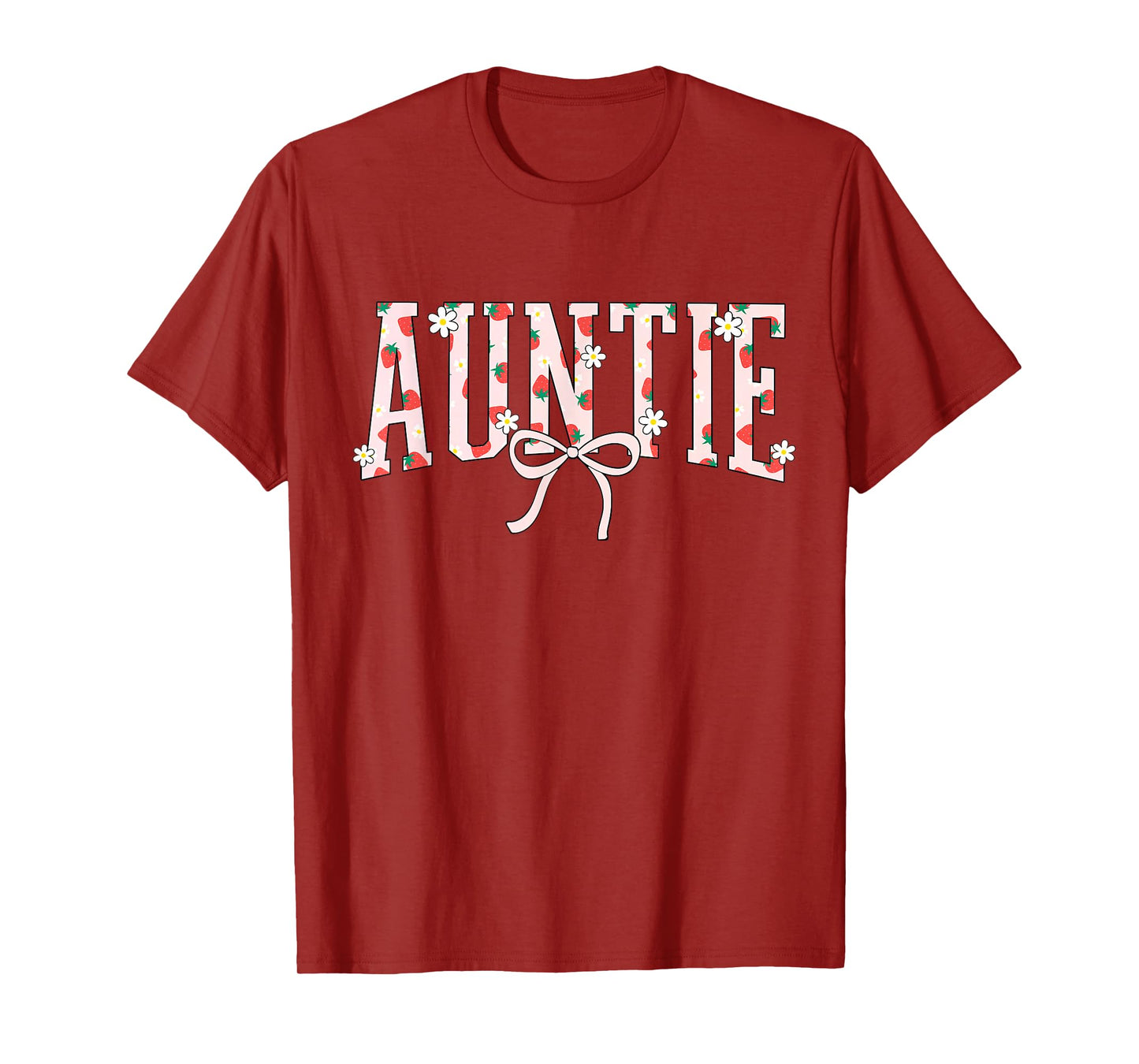 Auntie Strawberry Floral Coquette Bow Cute Aunt Girls Women T-Shirt