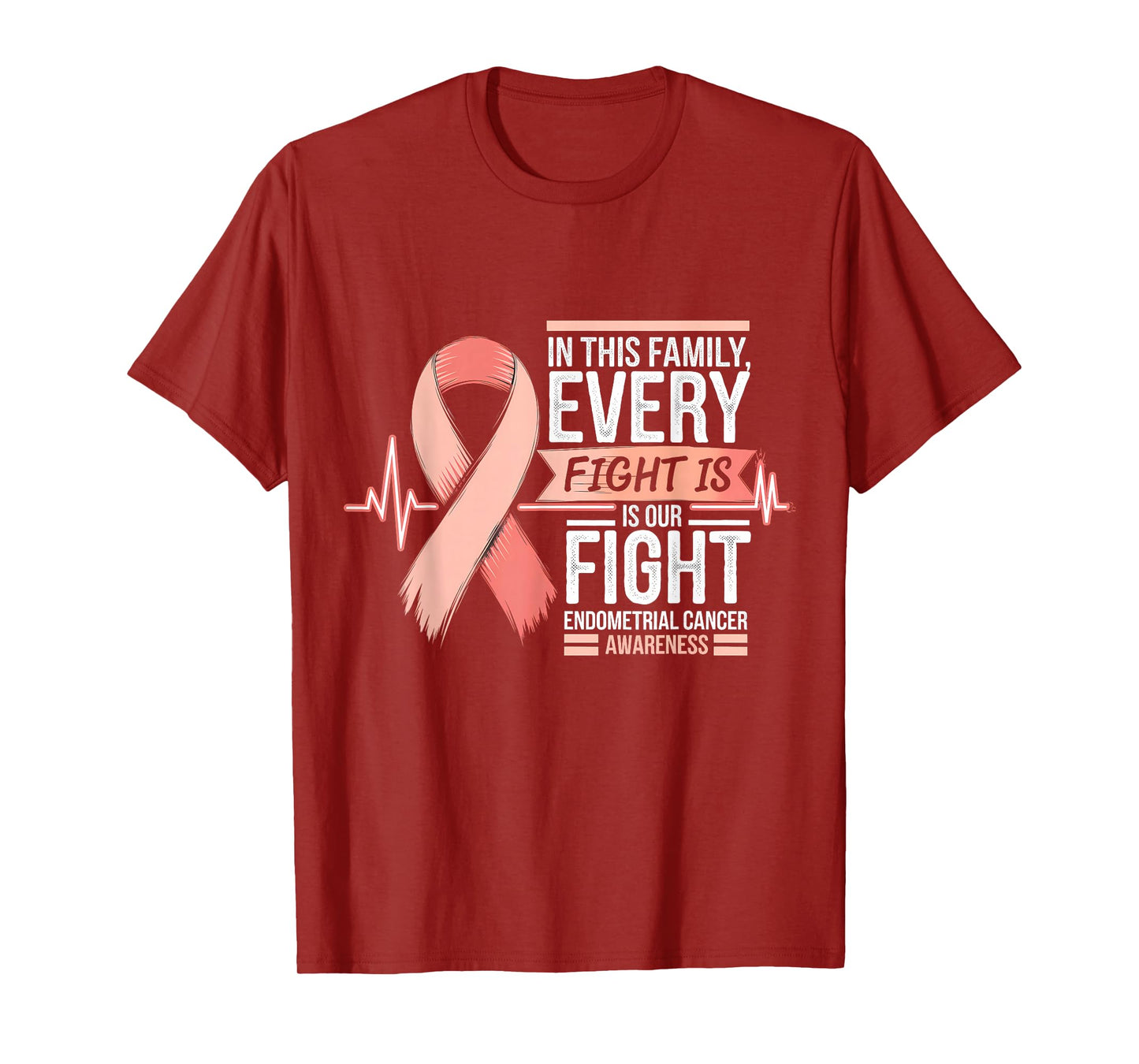 Endometrial Cancer Awareness Peach Ribbon T-Shirt