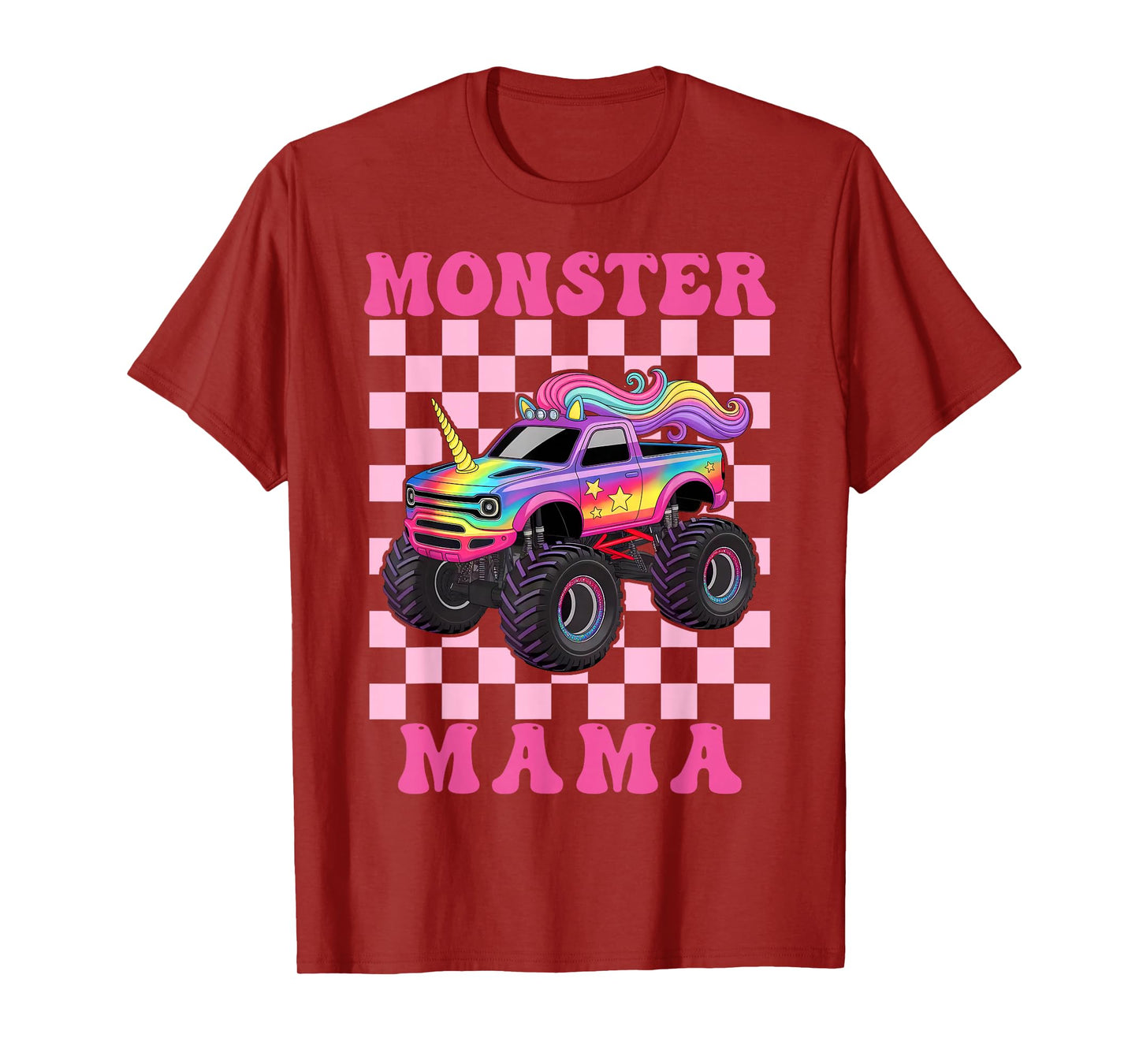 Monster Truck Mama Pink Monster Trucks Lover Mom Groovy T-Shirt