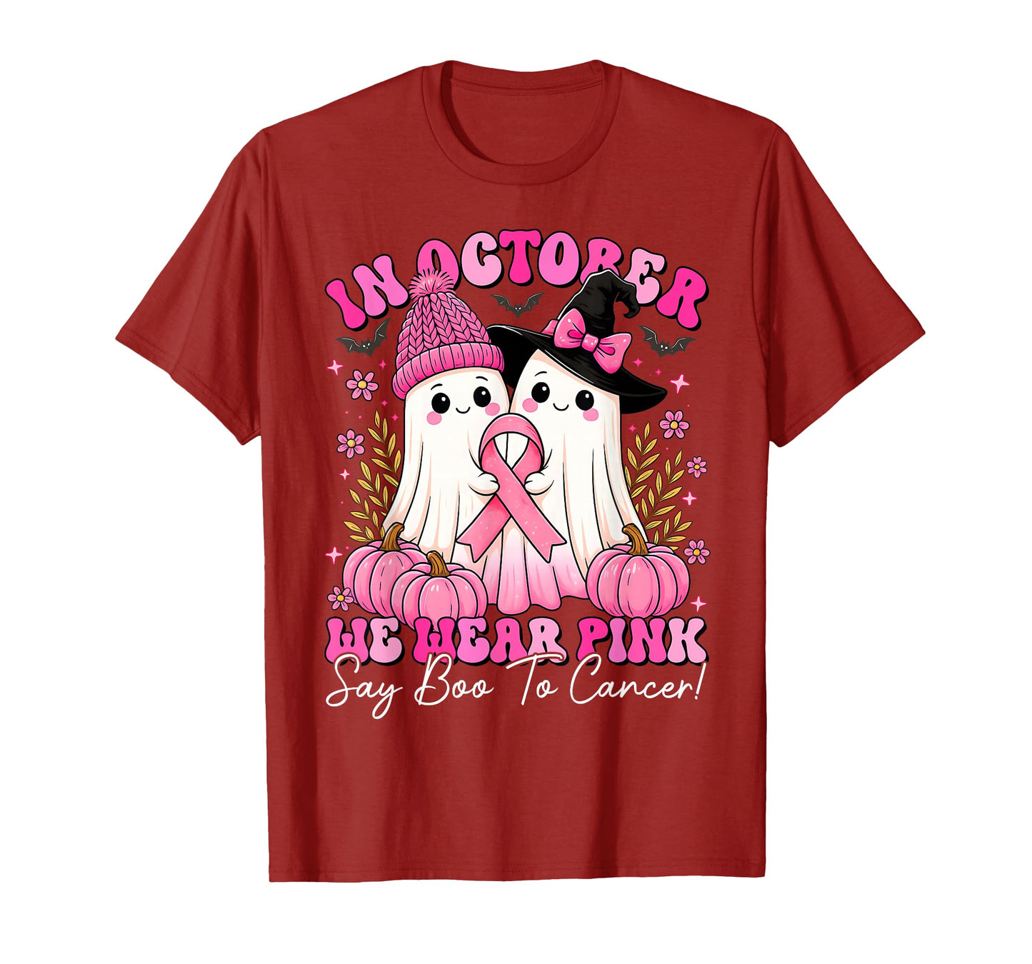 Breast Cancer Women Halloween in October We Wear Pink T-Shirt