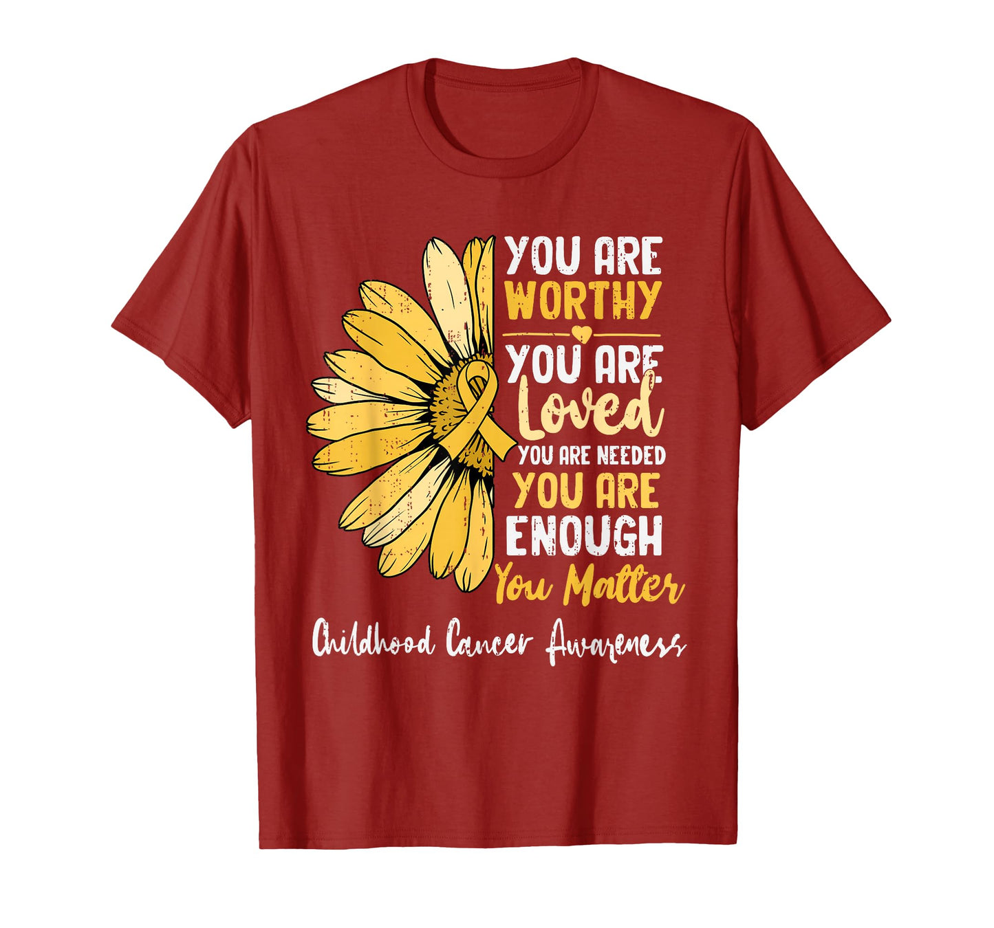 Motivational Childhood Cancer Awareness Gold Sunflower T-Shirt