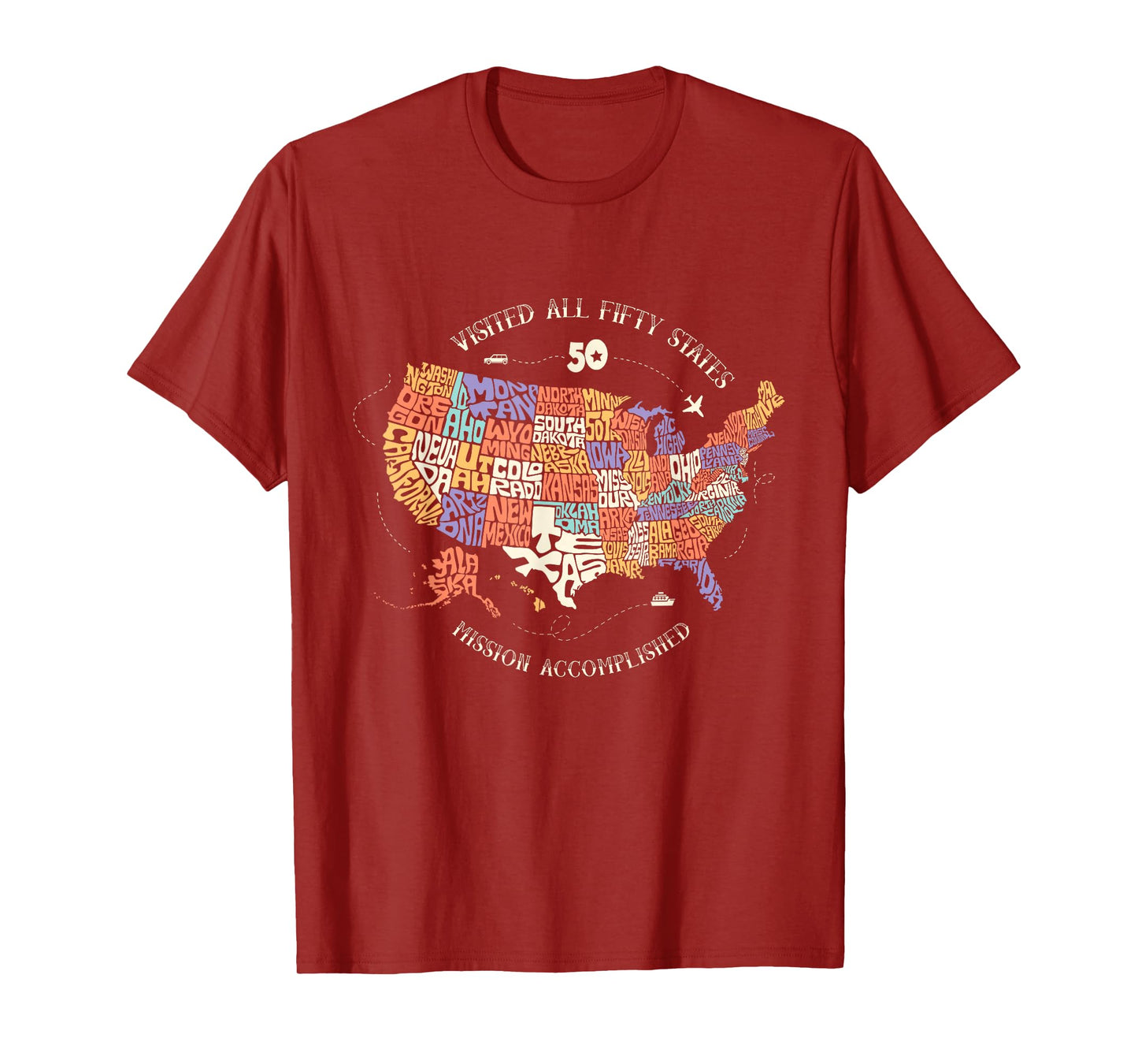 Visited All Fifty States USA all 50 states map T-Shirt