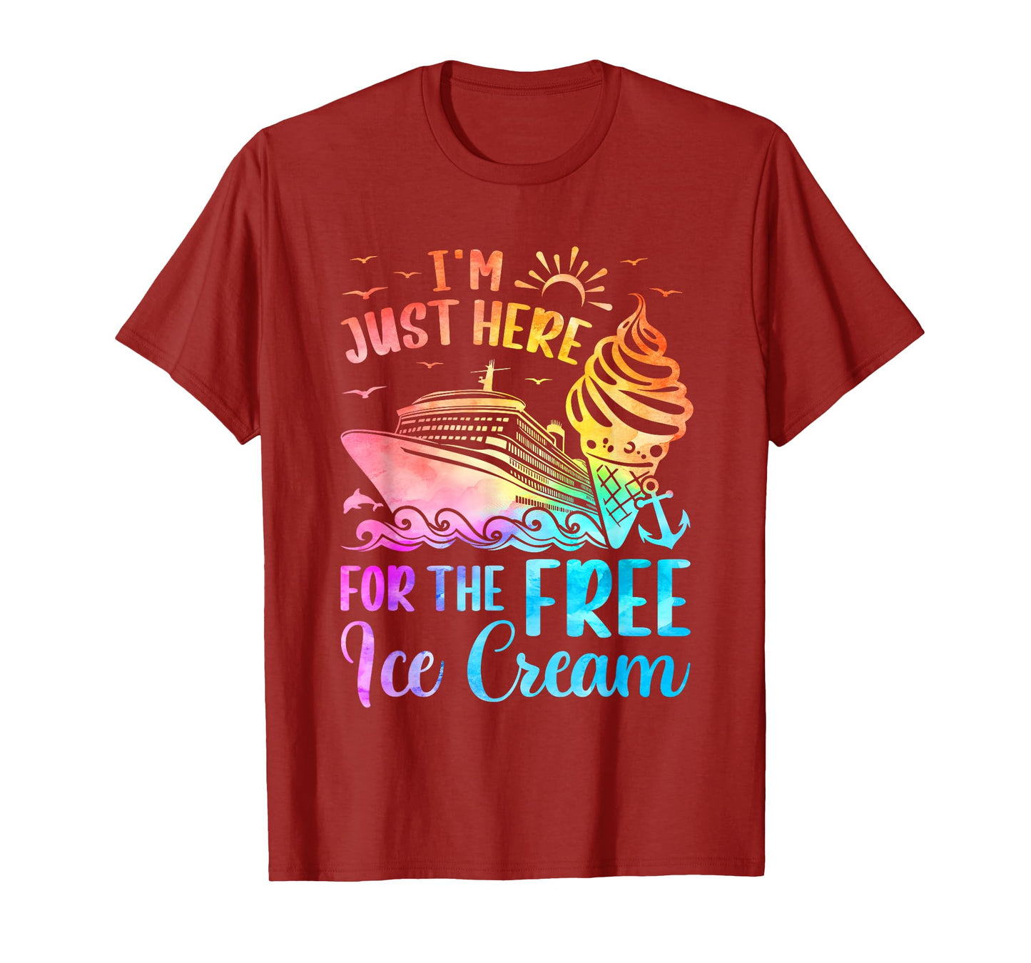 I'm Just Here For The Free Ice Cream Family Cruise Trip Kids T-Shirt