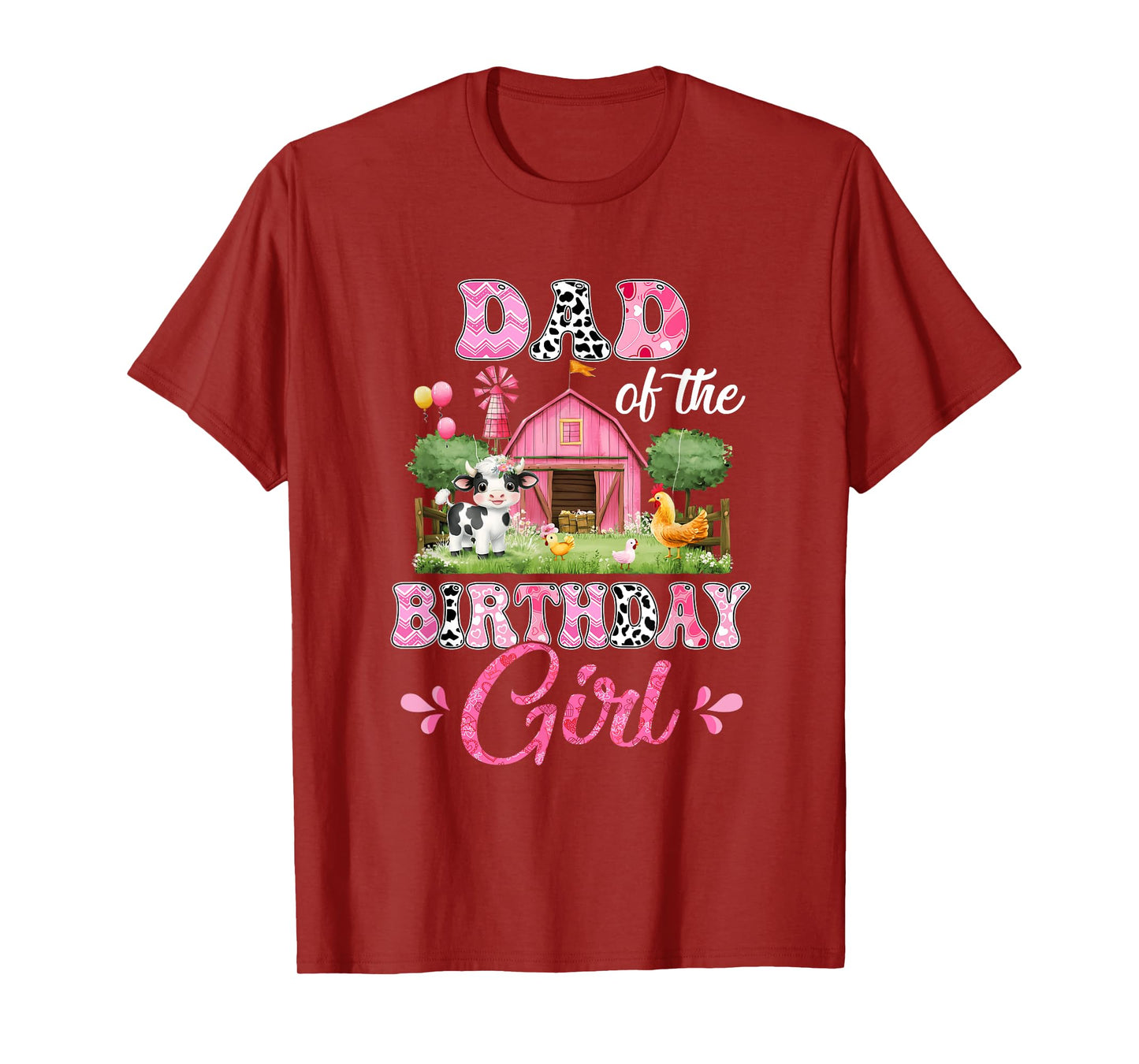 Dad Of The Birthday Girl 1St Birthday Cow Farm Family T-Shirt