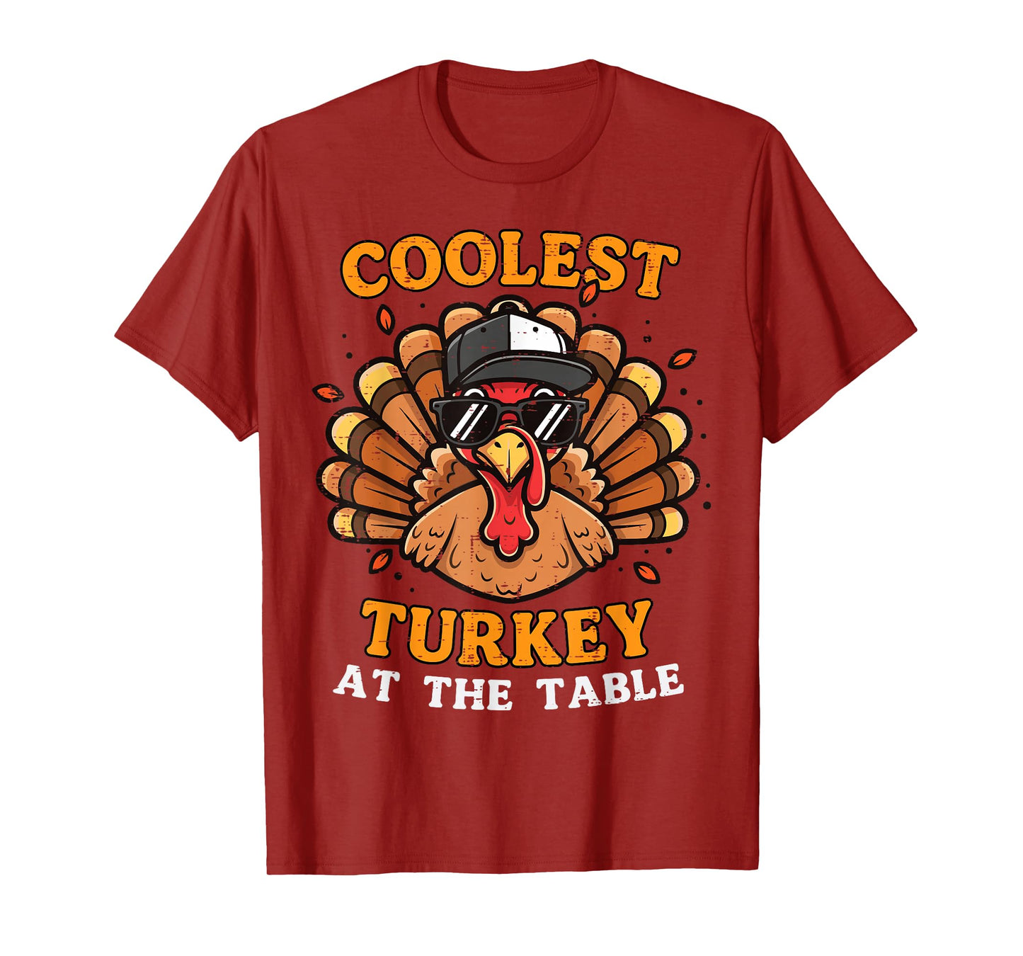 Coolest Turkey at Table Thanksgiving Fall Men Boys Kid Youth T-Shirt