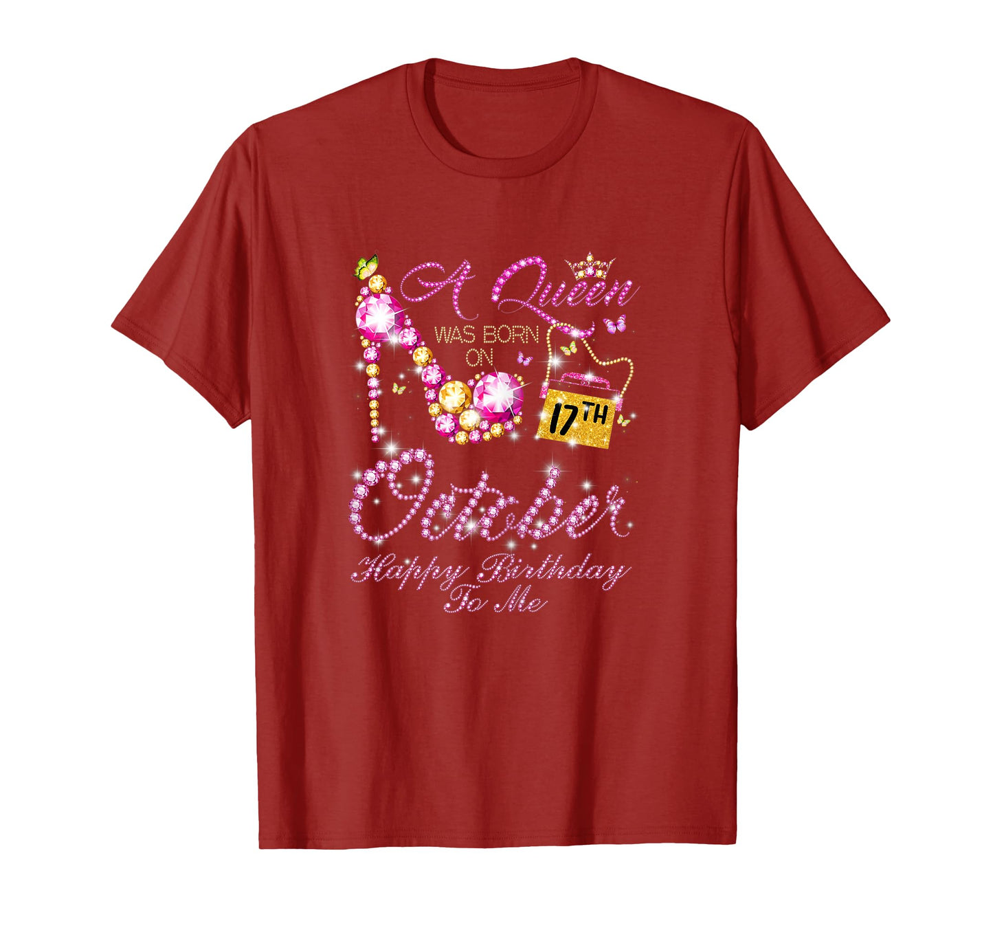 Womens A Queen Was Born In Oct, Oct 17th Birthday T-Shirt