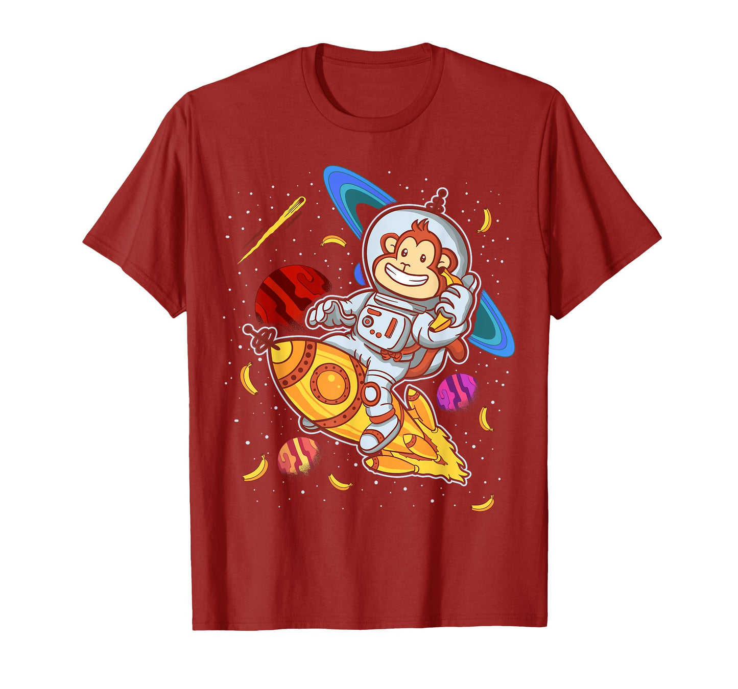 Astronaut Monkey Space Rocket Cute Funny Kids Boys Girls T-Shirt