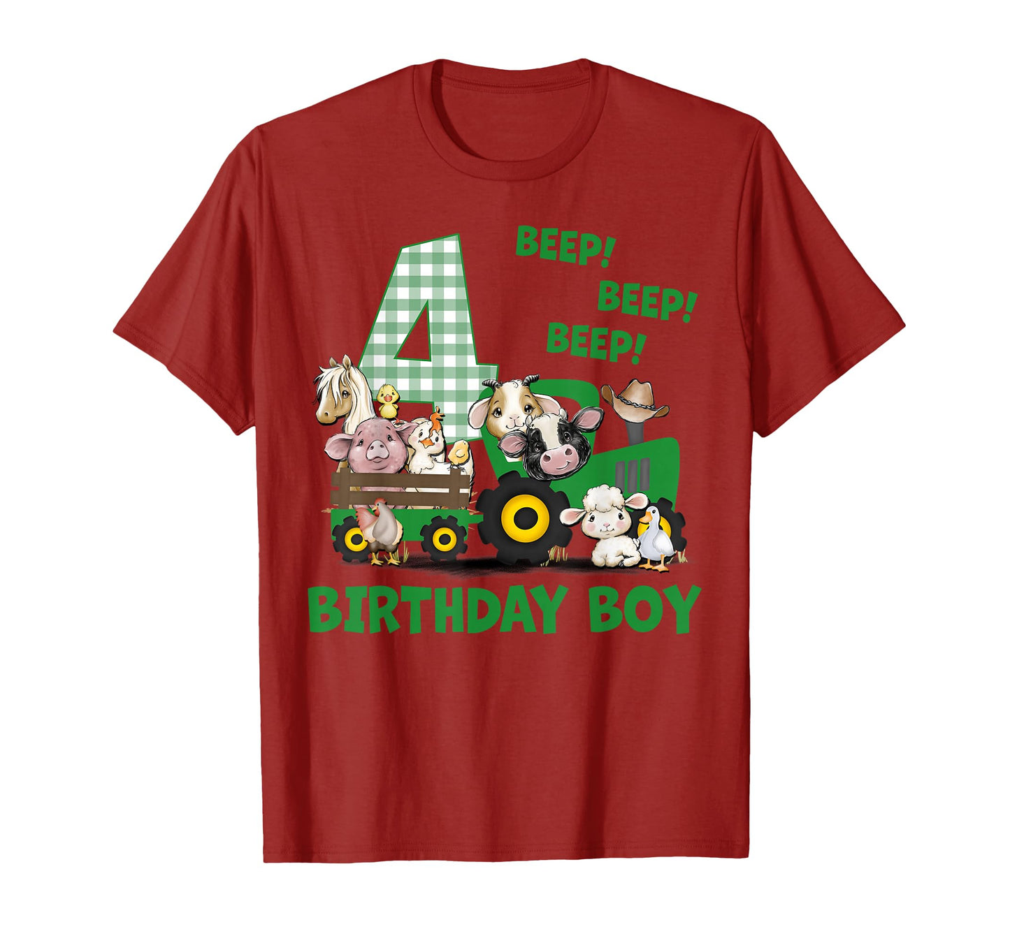 It's My Birthday Boy Farm Animal Tractor 4 Years Old Kids T-Shirt