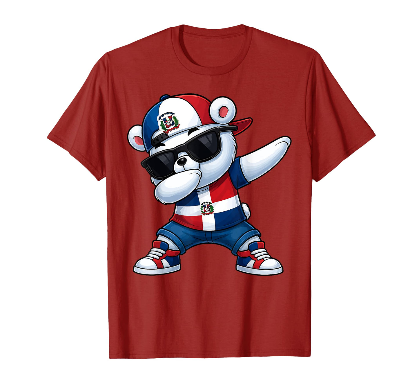 Dominican Republic Bear Patriotic Dabbing Dab Boys Kids 2025 T-Shirt