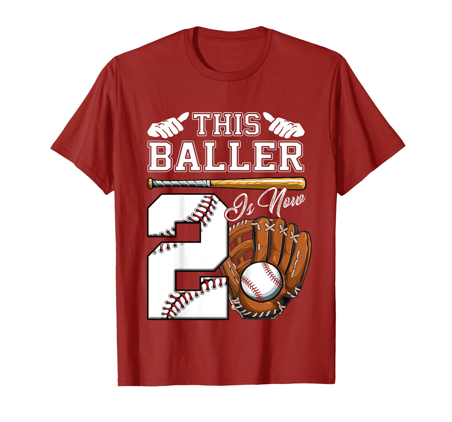 2nd Birthday Gift Two Vintage Baseball Birthday 2 Year Old T-Shirt
