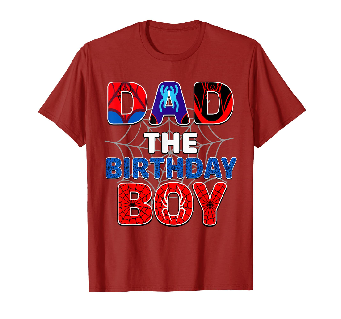 Dad Of The Birthday Boy Shirt Matching Family Spider Web T-Shirt
