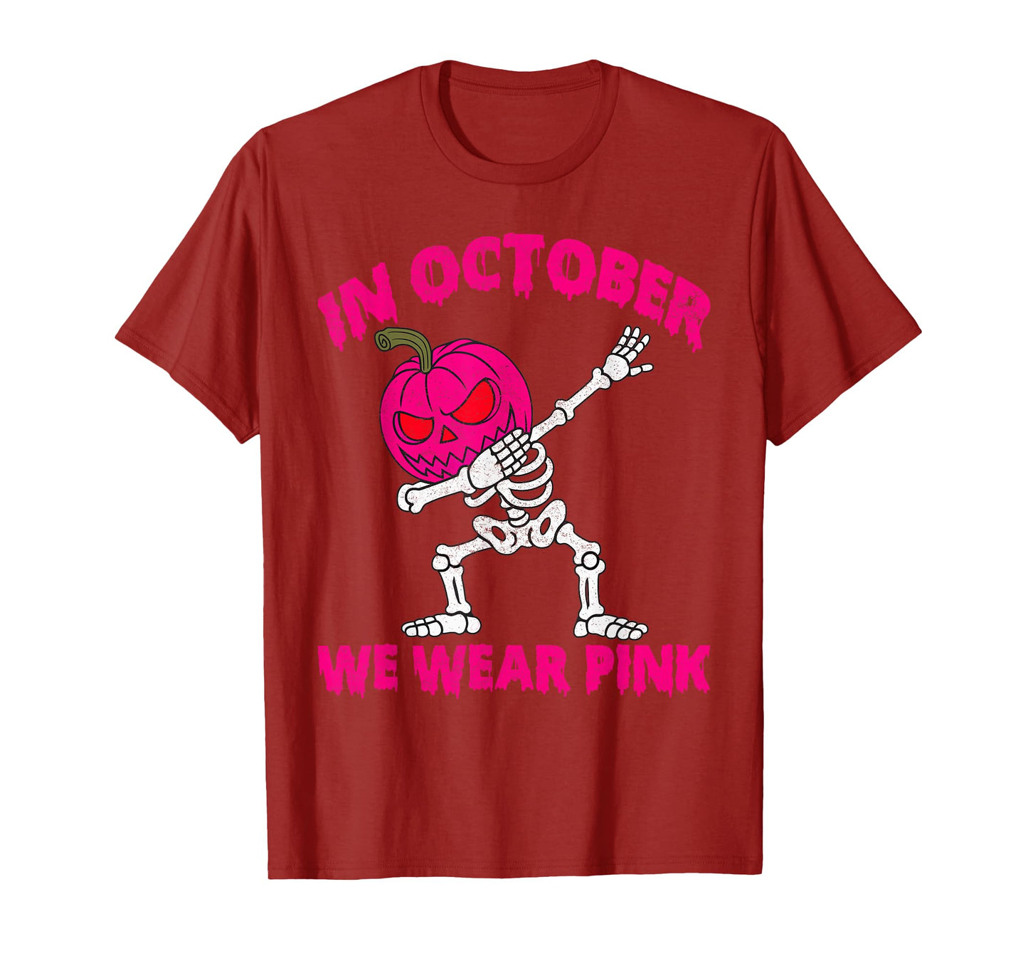 in October We Wear Pink Breast Cancer Pumpkin Halloween Boys T-Shirt