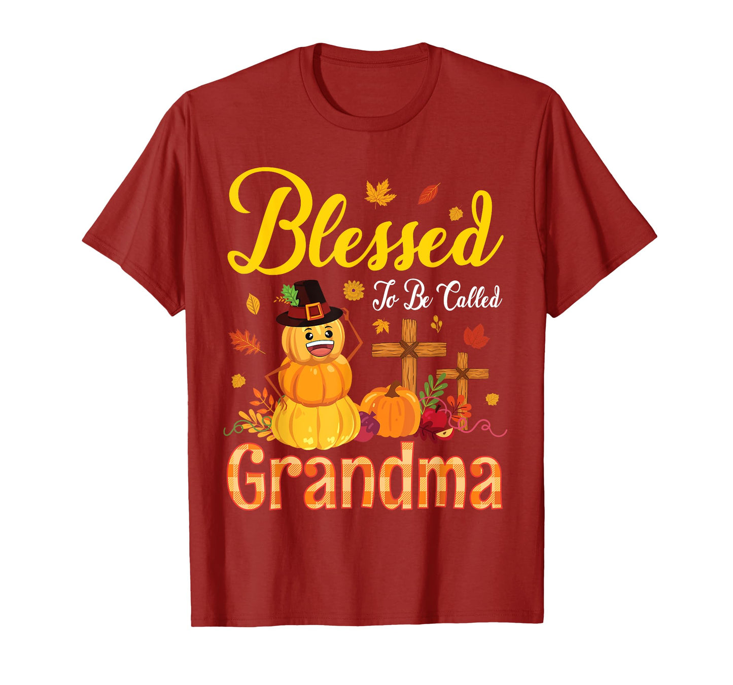 Flower Fruits Pumpkin Pilgrim Blessed To Be Called Grandma T-Shirt