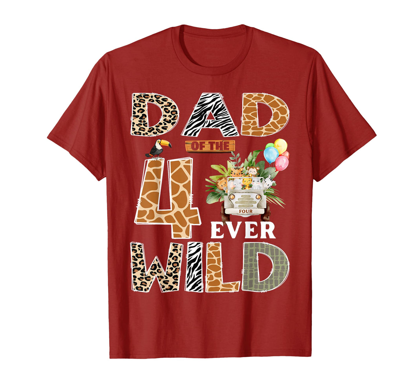 Dad of The Four Ever Wild Safari 4th Birthday Boy Matching T-Shirt