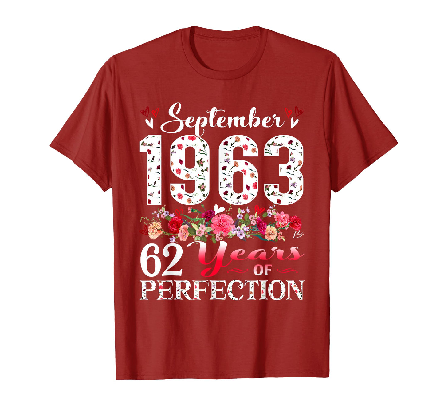 62 Year Old Floral September 1963 62nd Birthday Gifts Women T-Shirt