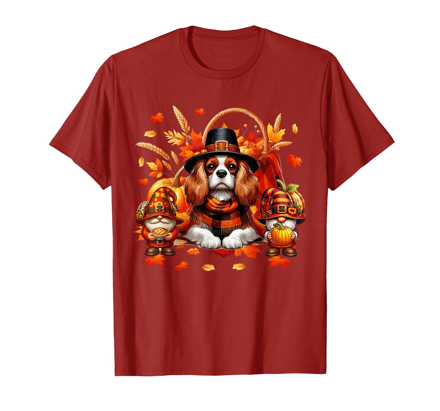 Thanksgiving Cavalier King Charles Spaniel With Gnomes Fall T-Shirt