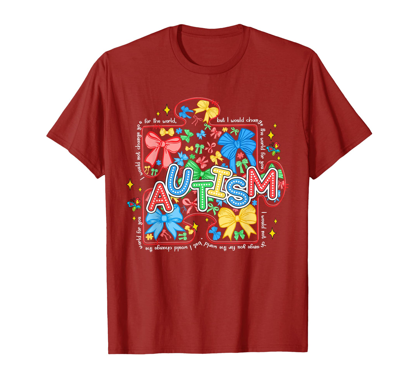 Autism Awareness Coquette Bow Autism Awareness Puzzle Women T-Shirt