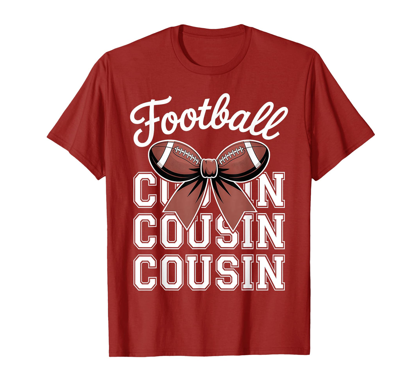 Football Cousin Cute Bow Football Lover Cousin Mothers Day T-Shirt