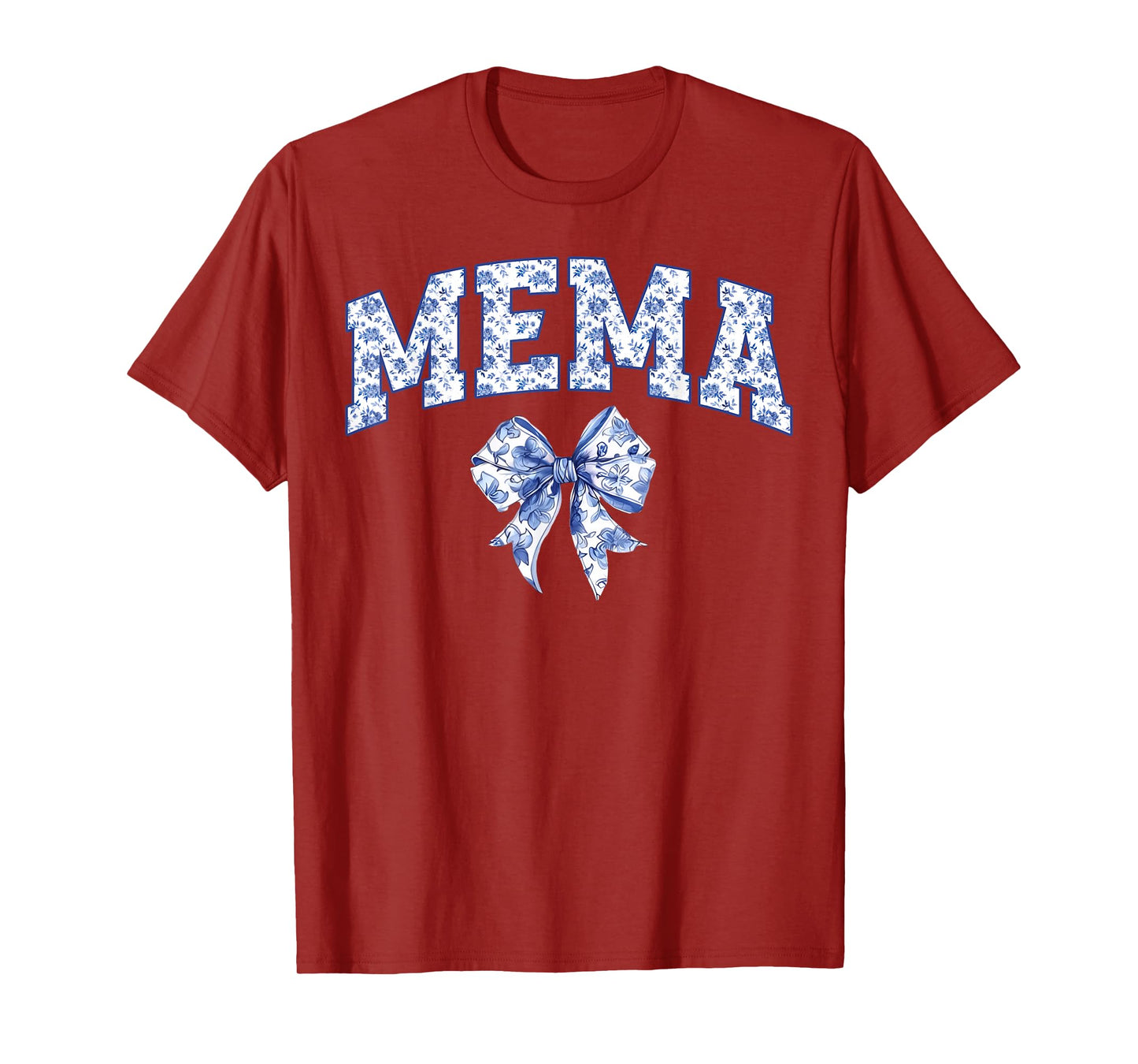 Mema Coquette Toile Blue Bow Floral Family Matching T-Shirt