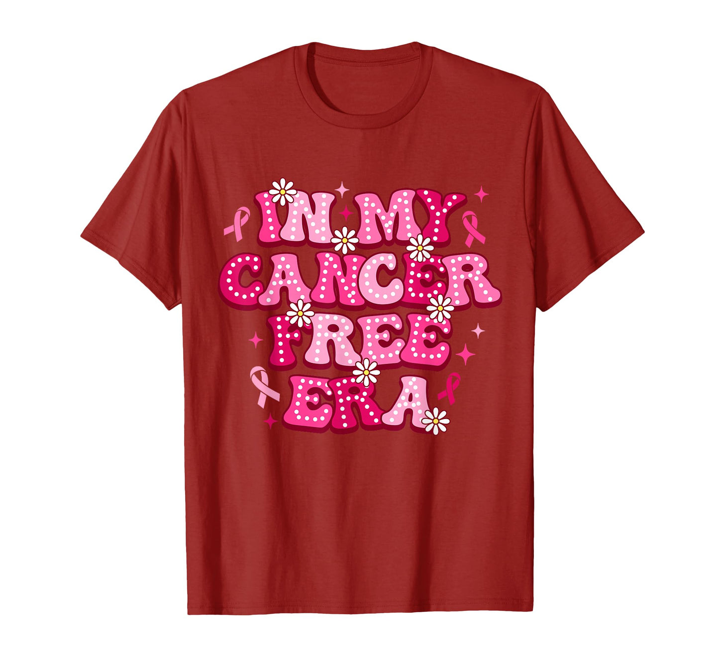 Groovy In My Cancer Free Era Breast Cancer Awareness Support T-Shirt