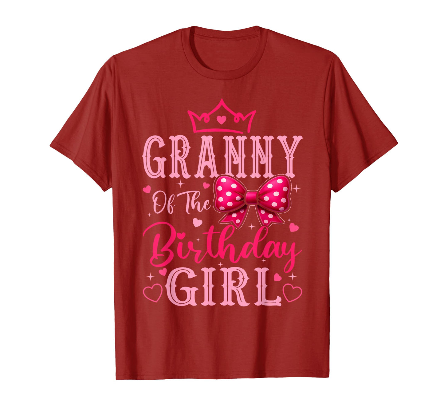 Granny Of The Birthday Girl Cute Pink Bow Family Matching T-Shirt