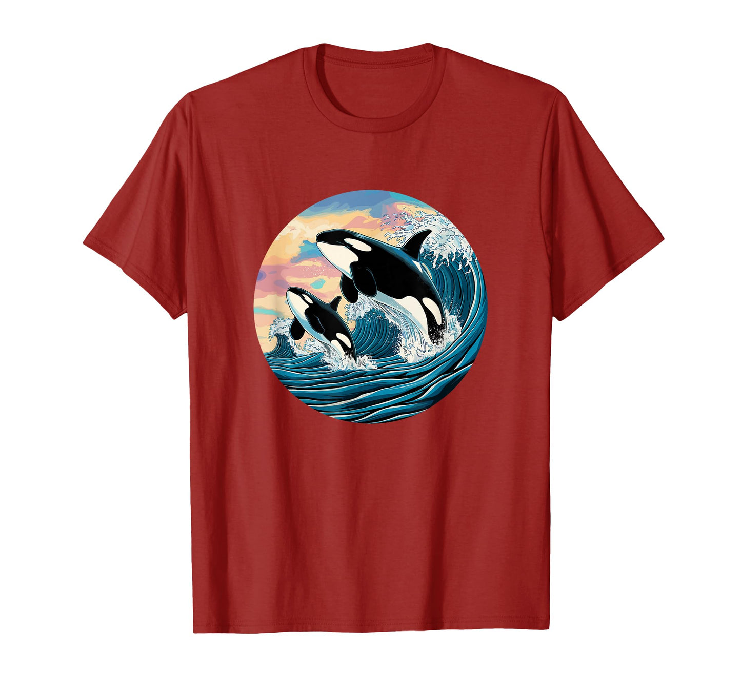 Orca Wave Ocean Sunset Marine Life Fan Outfit Kids Unisex T-Shirt Black Small Modern Cartoon Orca Jumping Waves Ocean Sunset Marine Life Enthusiast T-Shirt