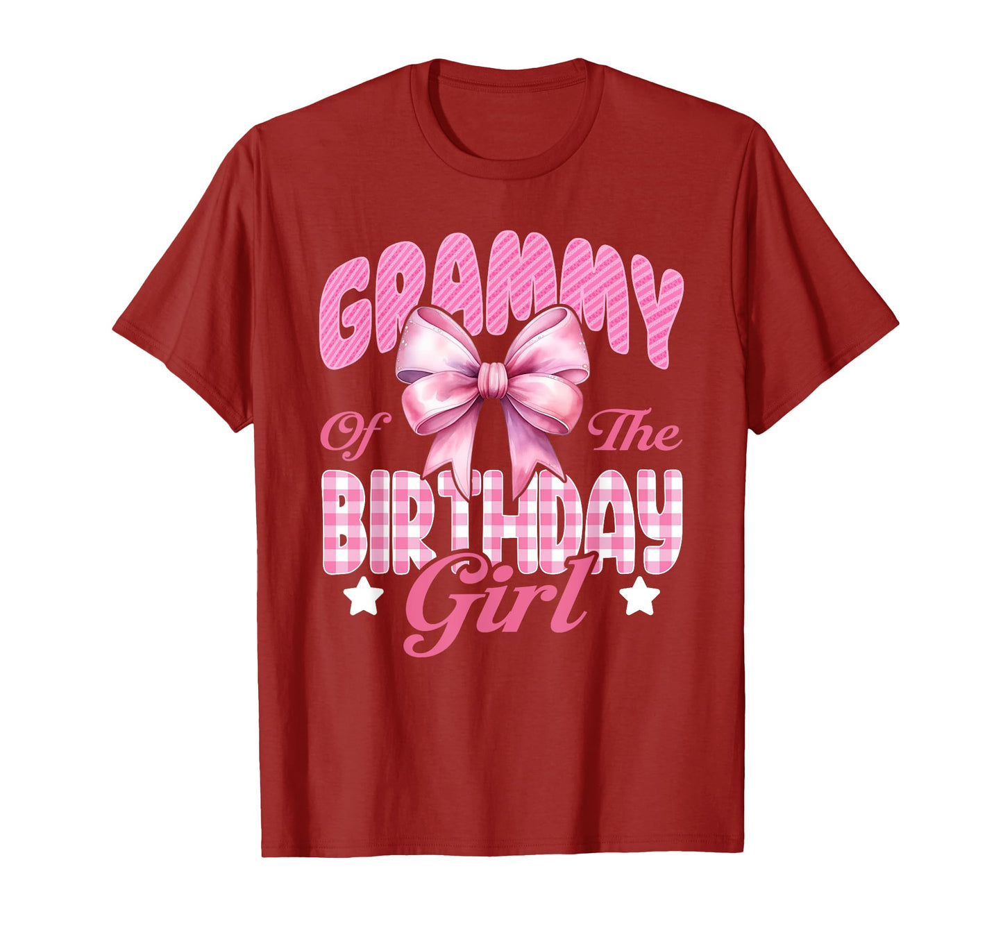 Grammy of The Birthday Girl Family Pink Coquette Bow T-Shirt
