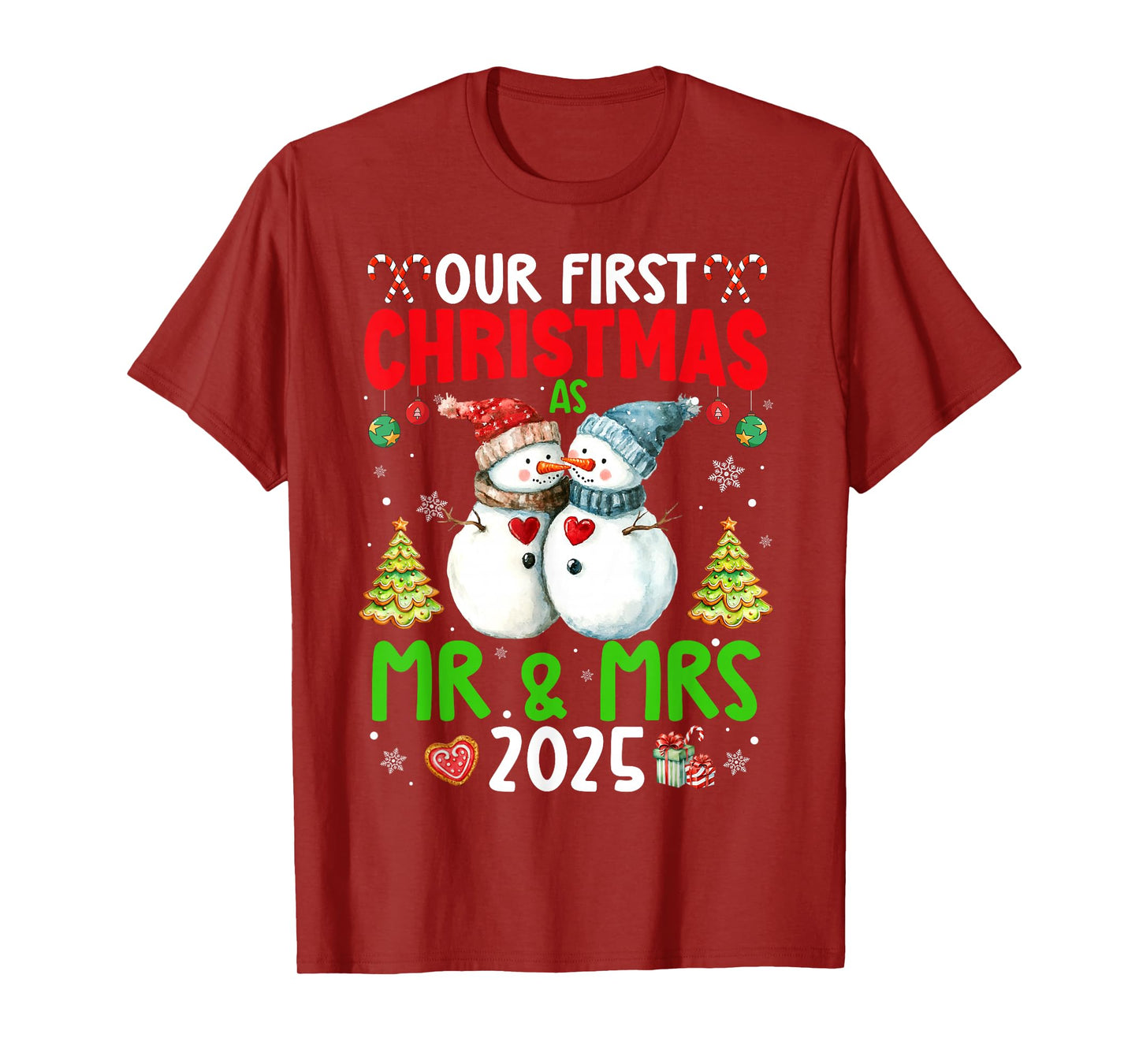Our First Christmas as Mr & Mrs 2025 Couple Matching Pajamas T-Shirt