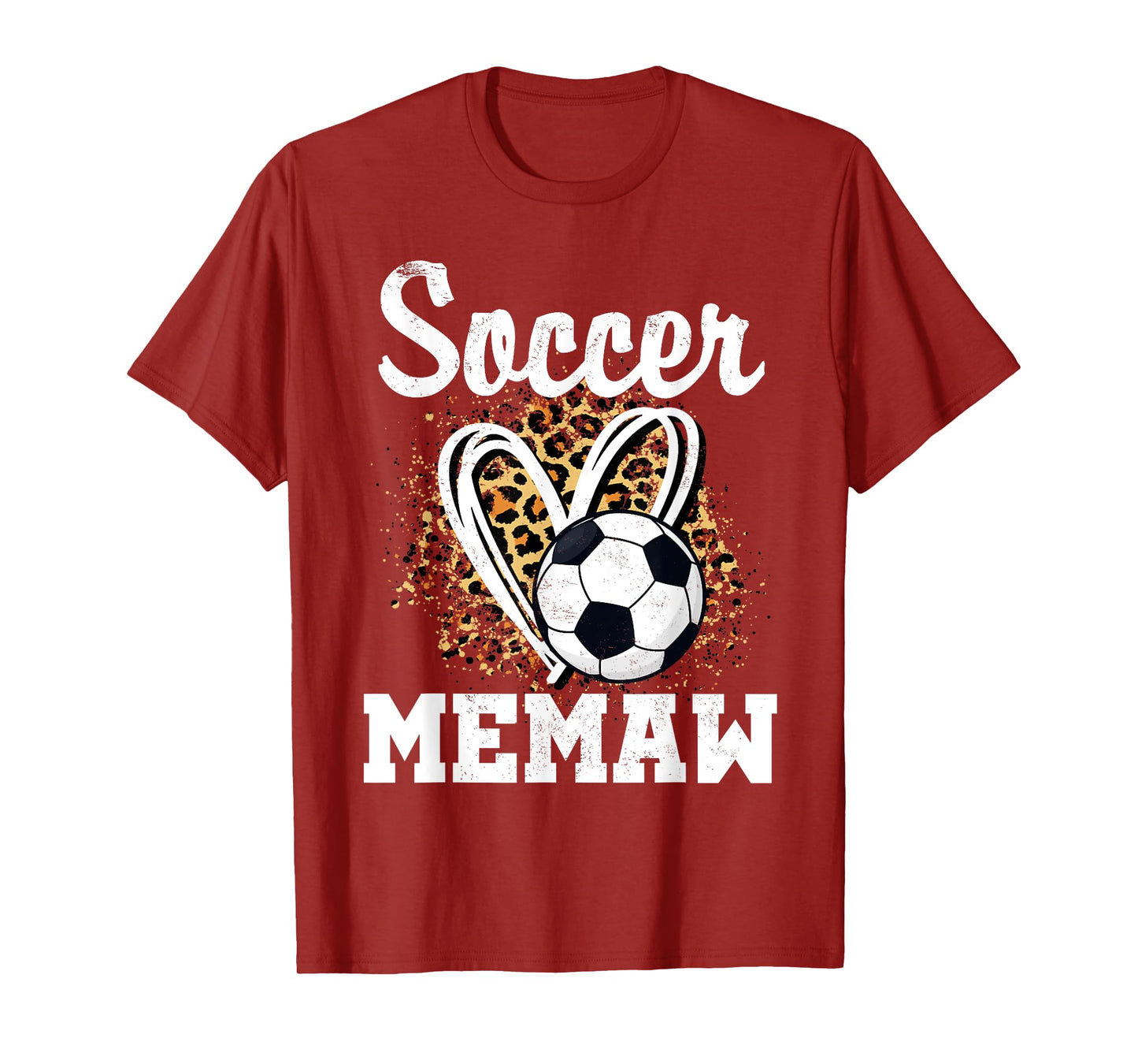 Soccer Memaw Leopard Heart Matching Family T-Shirt