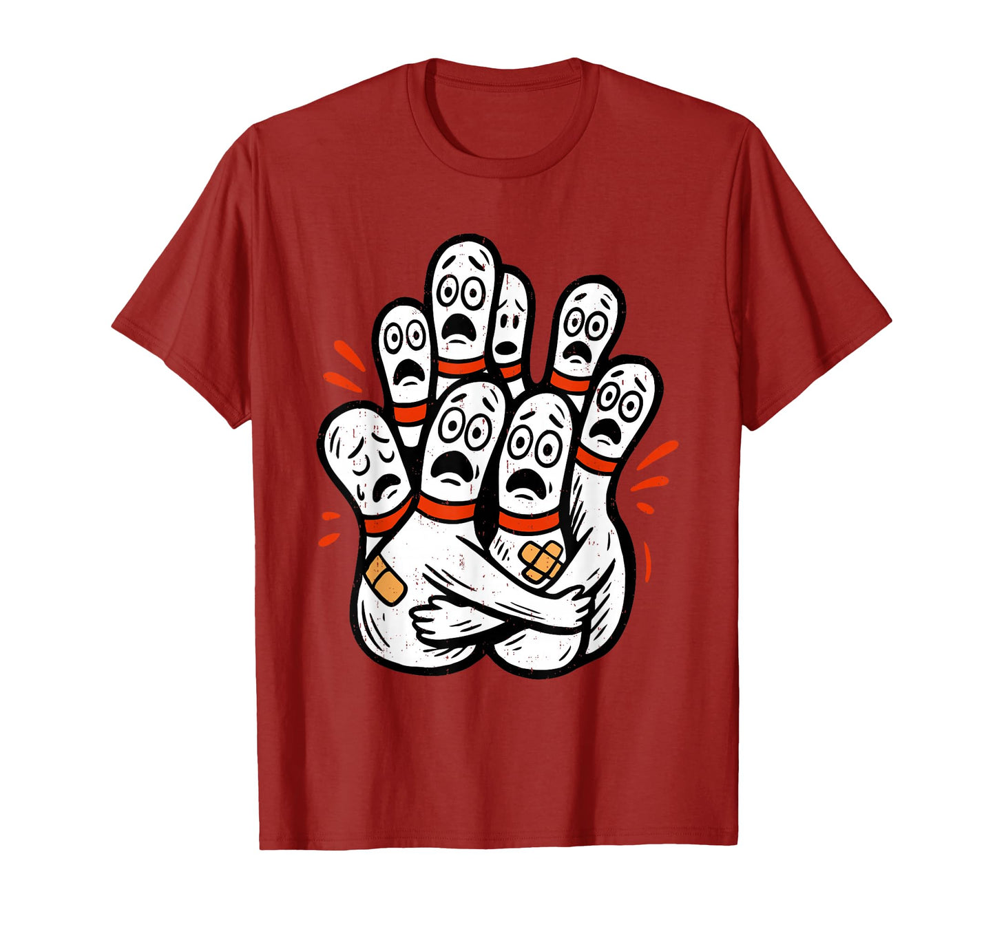 Cartoon Bowling Pins Scared Funny Bowler Sport Player T-Shirt
