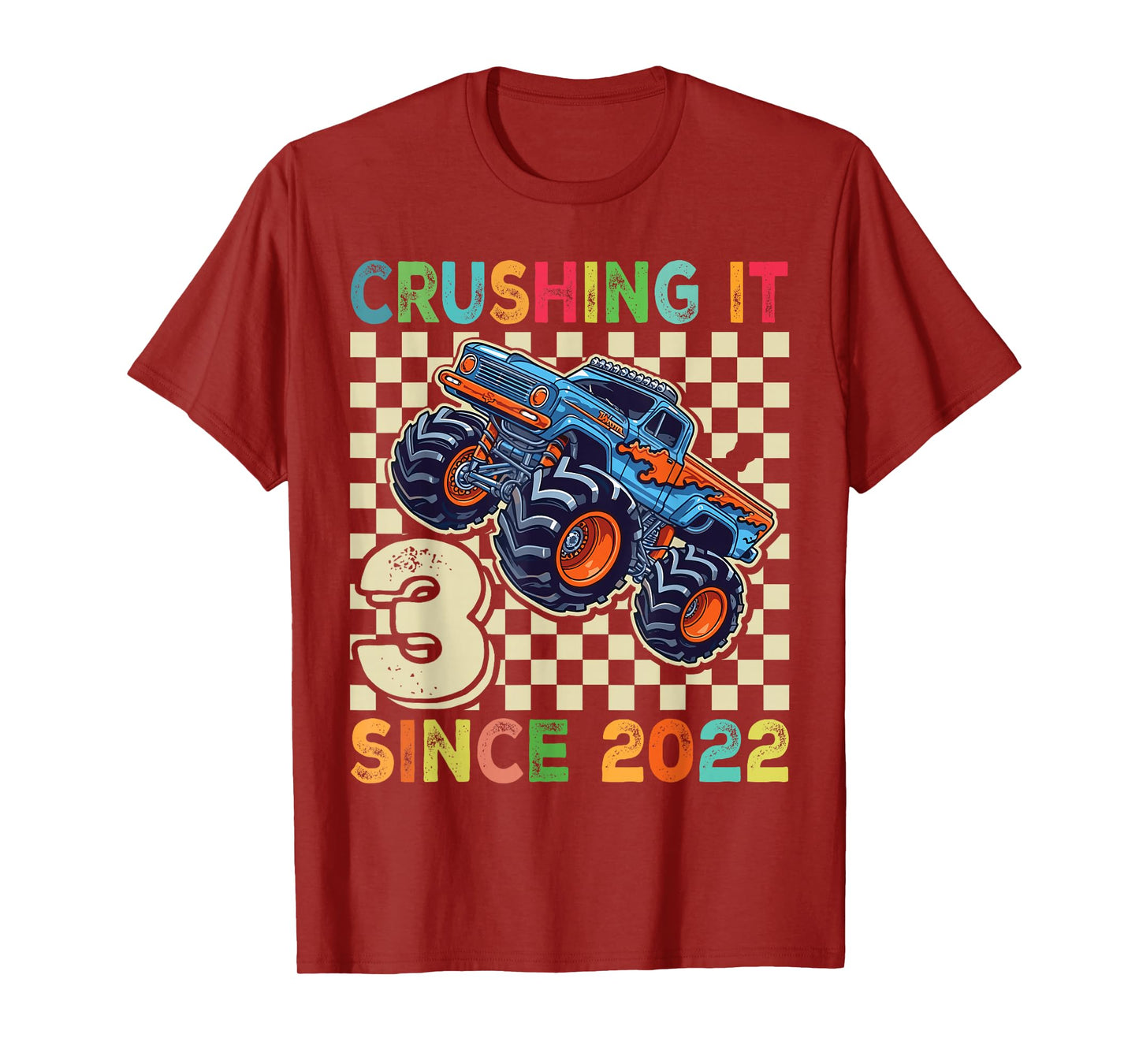Birthday Monster Truck 3 year Old Boys 3rd Party Born 2022 T-Shirt