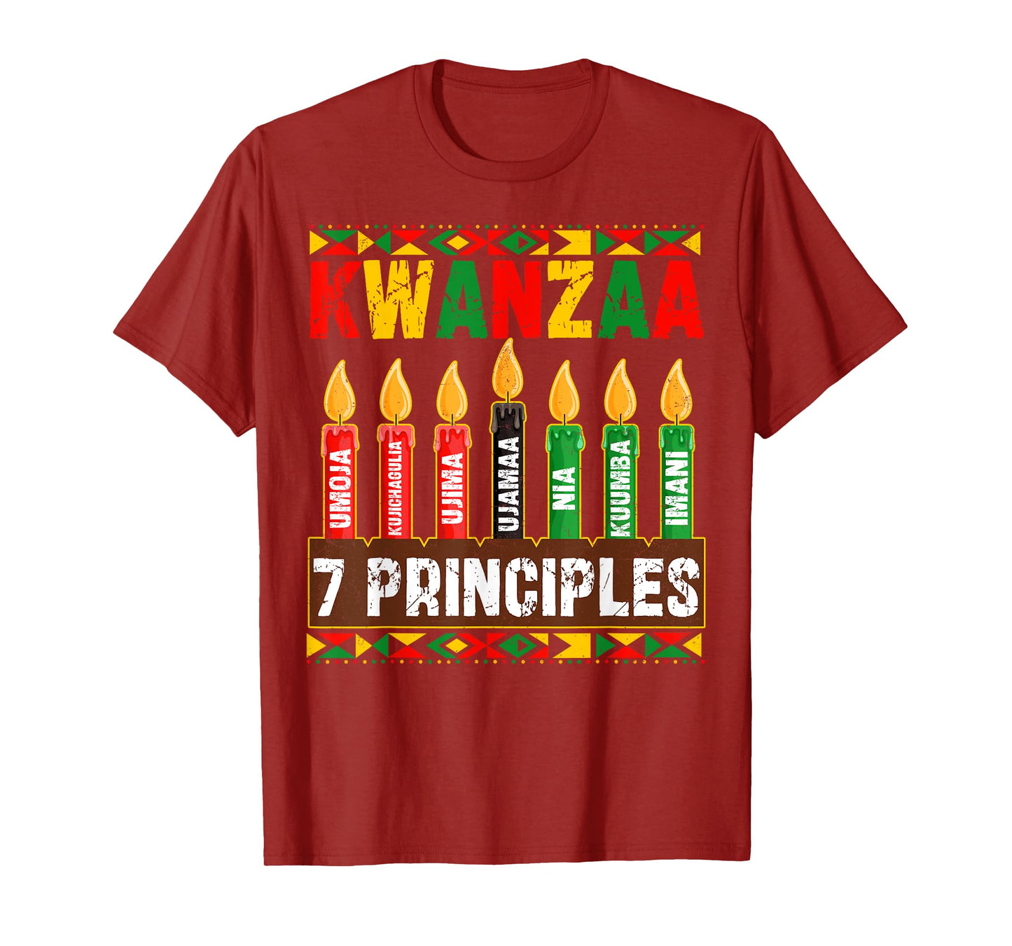 Happy Kwanzaa Kinara Seven Principles Candles Pan African T-Shirt