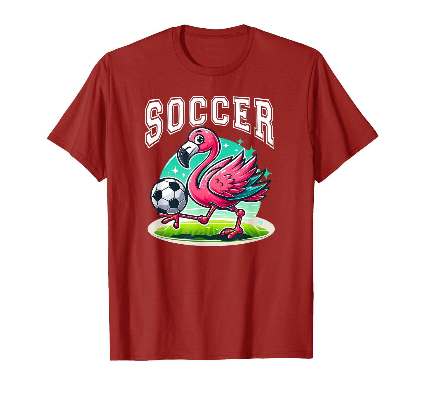 Pink Flamingo Playing Soccer T-Shirt