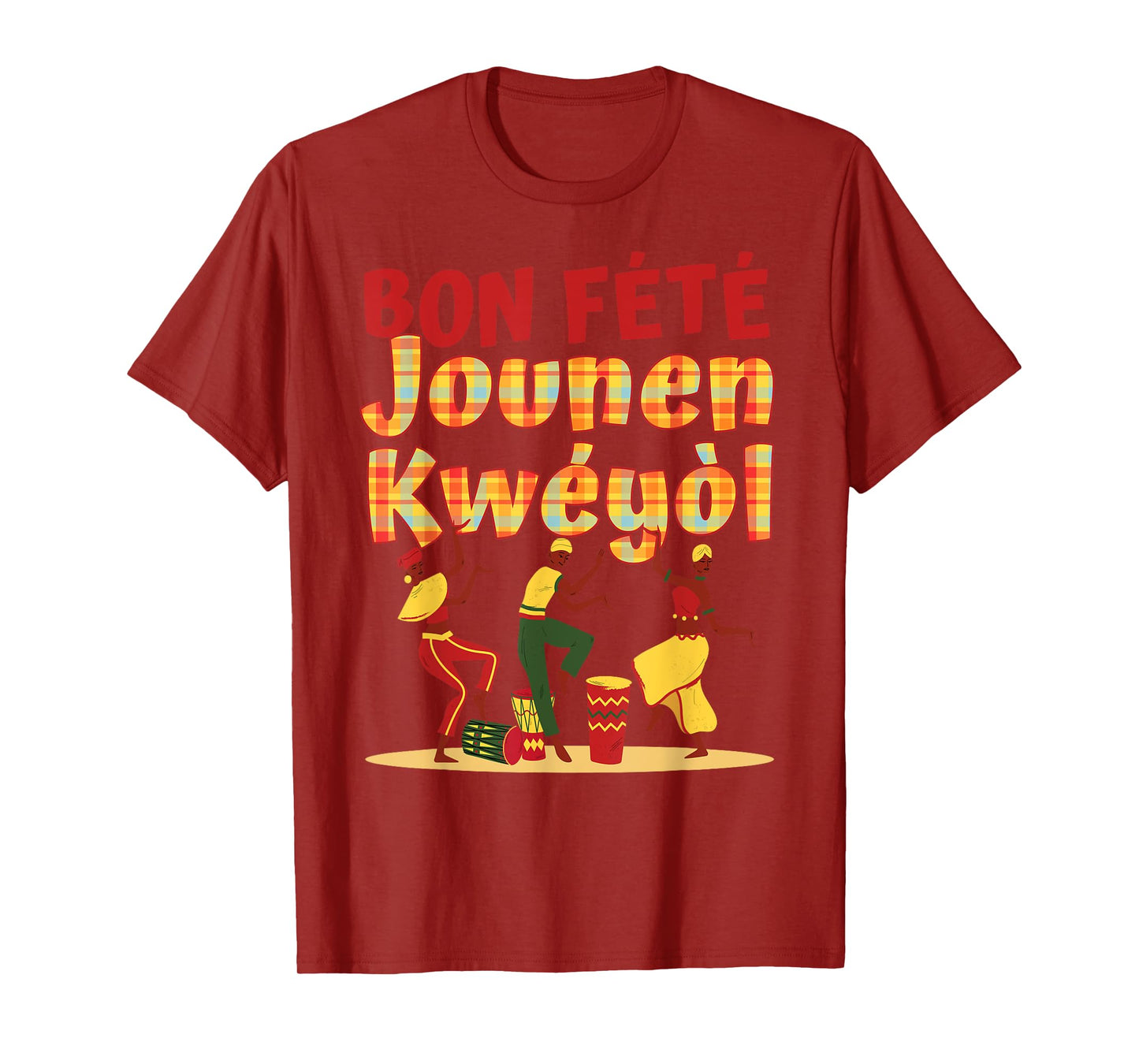 Bon Fete Jounen Kweyol, Happy Creole Day Madras Plaid T-Shirt