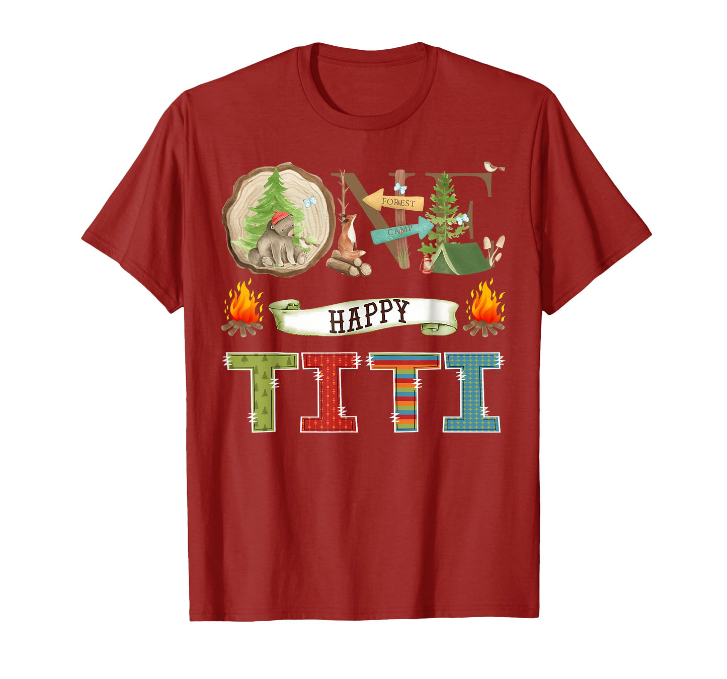One Happy Titi Camper 1St Birthday Camping Bear T-Shirt
