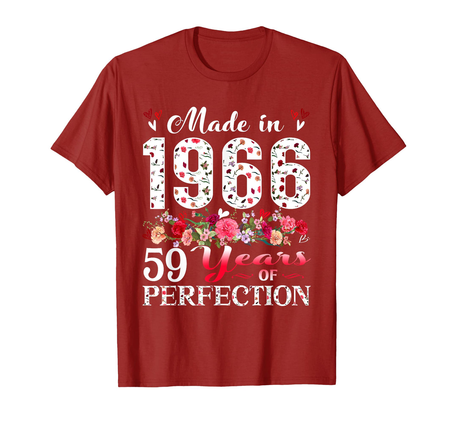 59 Year Old Floral Made In 1966 59th Birthday Women Apparel T-Shirt