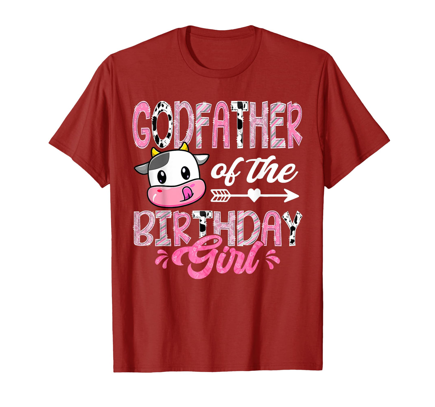 GodFather Of The Birthday Girl Pink Farm Cow 1St Birthday T-Shirt