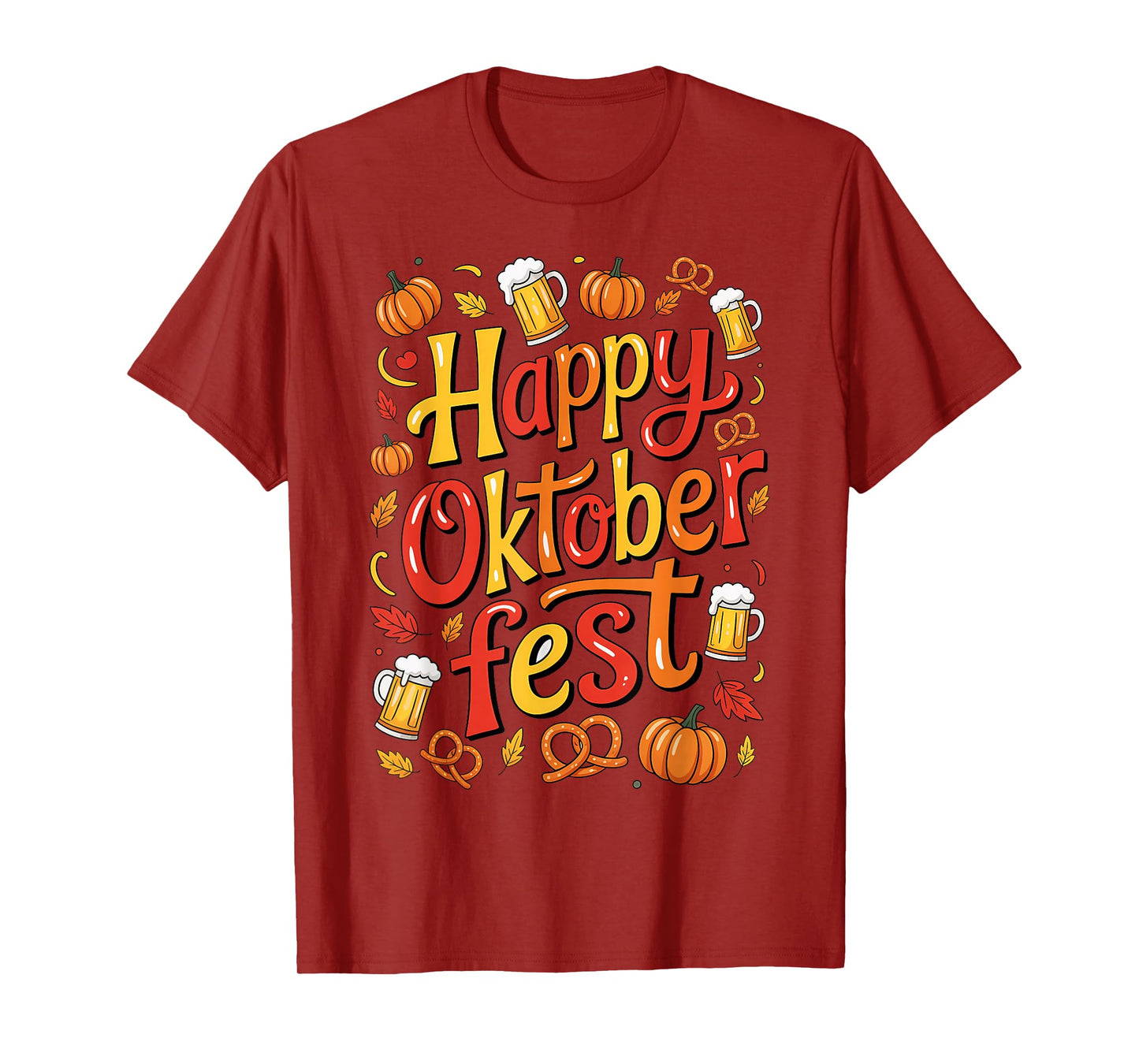 Happy Oktoberfest Beer Pretzel Pumpkin Festive Men Women T-Shirt