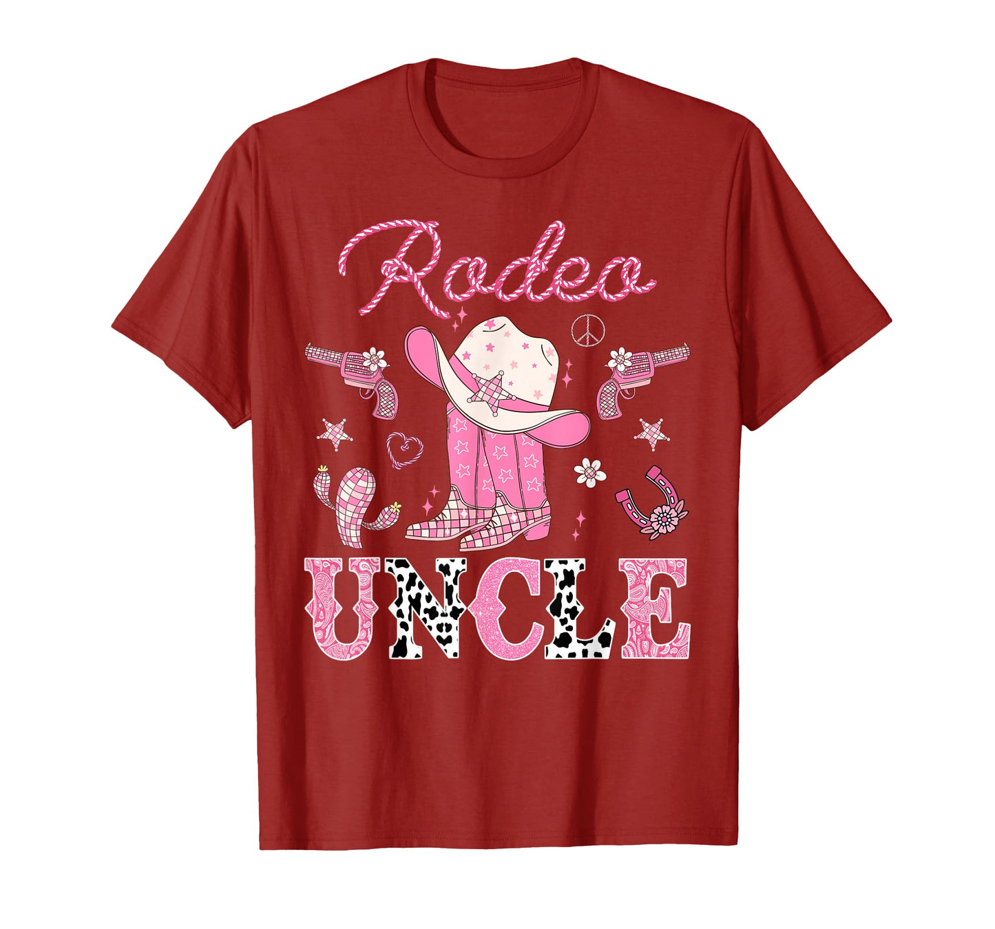 Rodeo Uncle Pink Boots Disco CowGirl Birthday Party T-Shirt