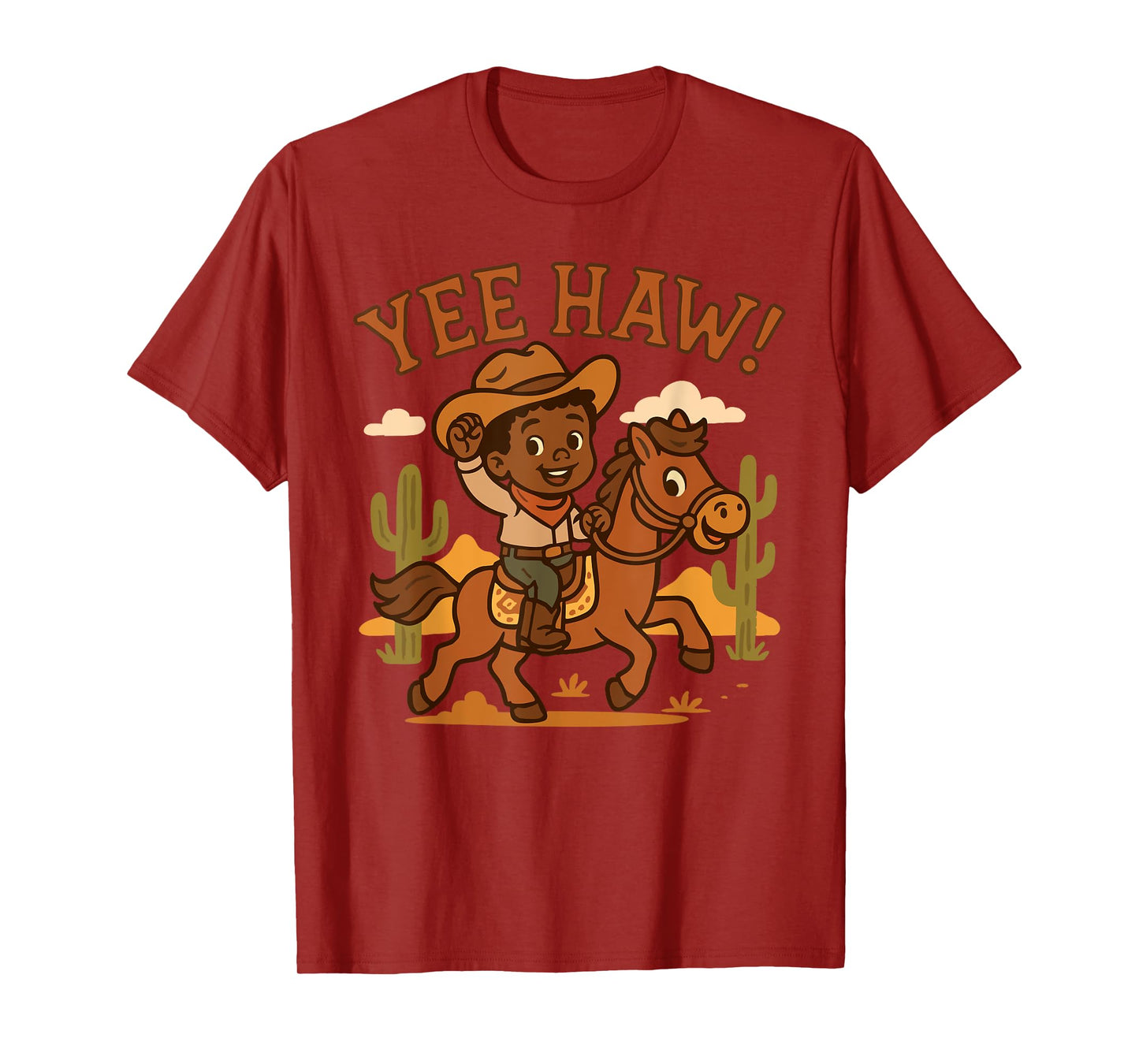 YeeHaw Cowboy Kid Western African American Boy on horse T-Shirt