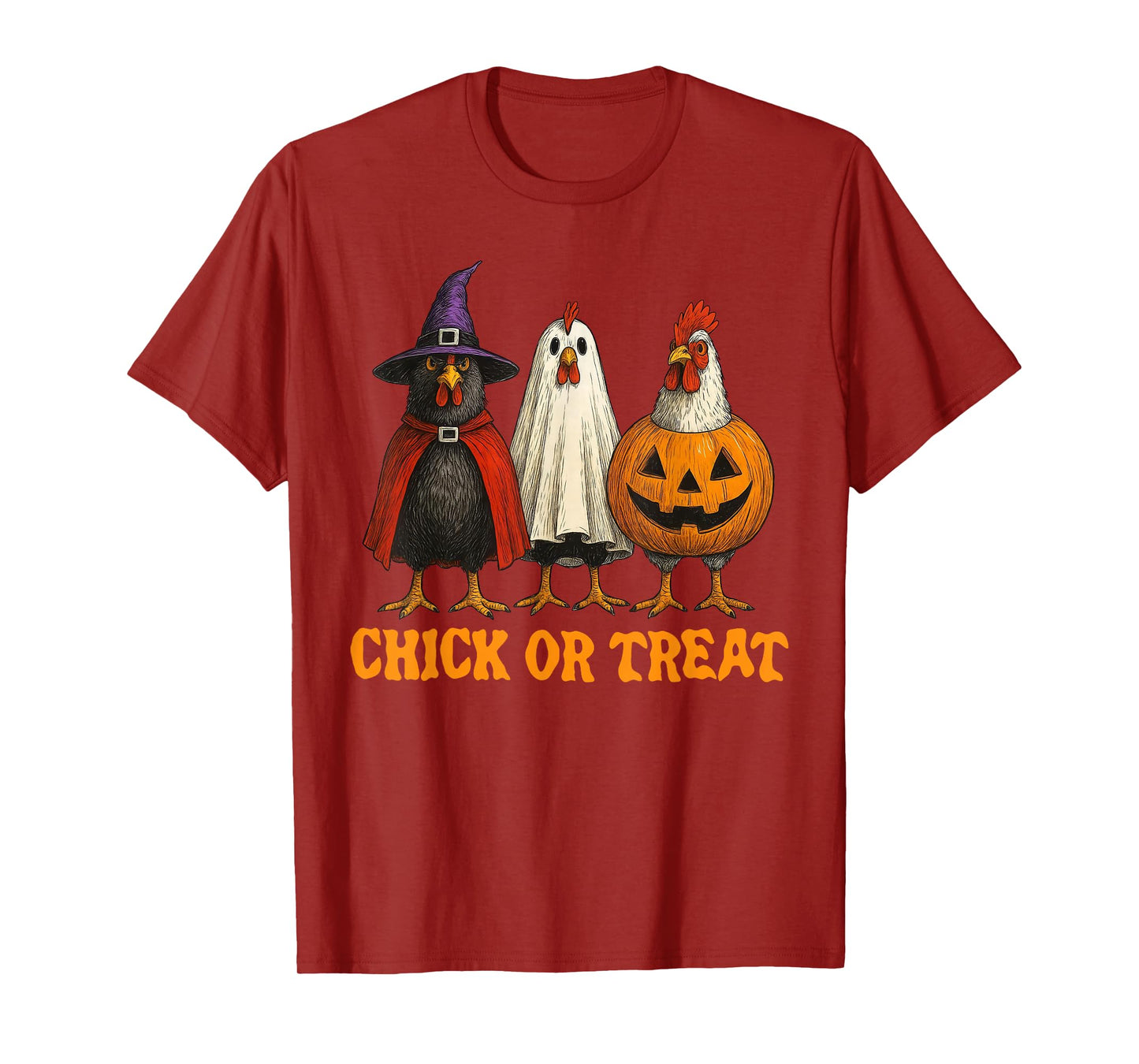 Spooky Chicken Crew Chick Or Treat Funny Halloween Costume T-Shirt