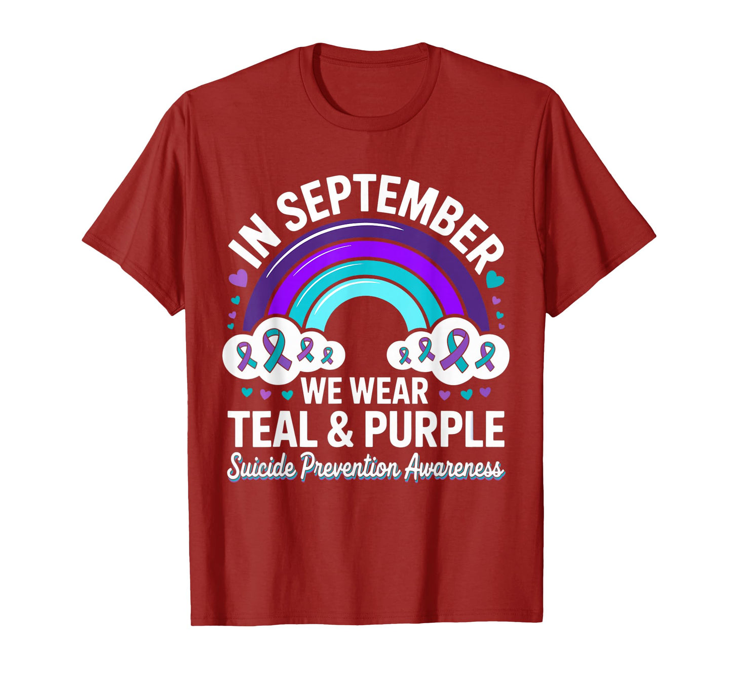 in September We Wear Teal Purple Ribbon Suicide Prevention T-Shirt
