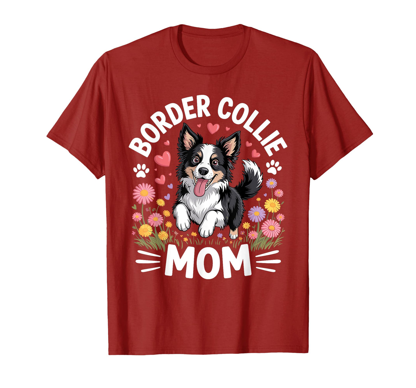 Cute Border Collie Art for Women Girls Border Collie Lover T-Shirt