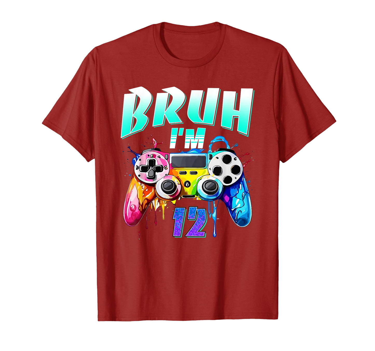 Bruh I’m 12 Gamer Controller Gift For 12th Birthday Kids T-Shirt